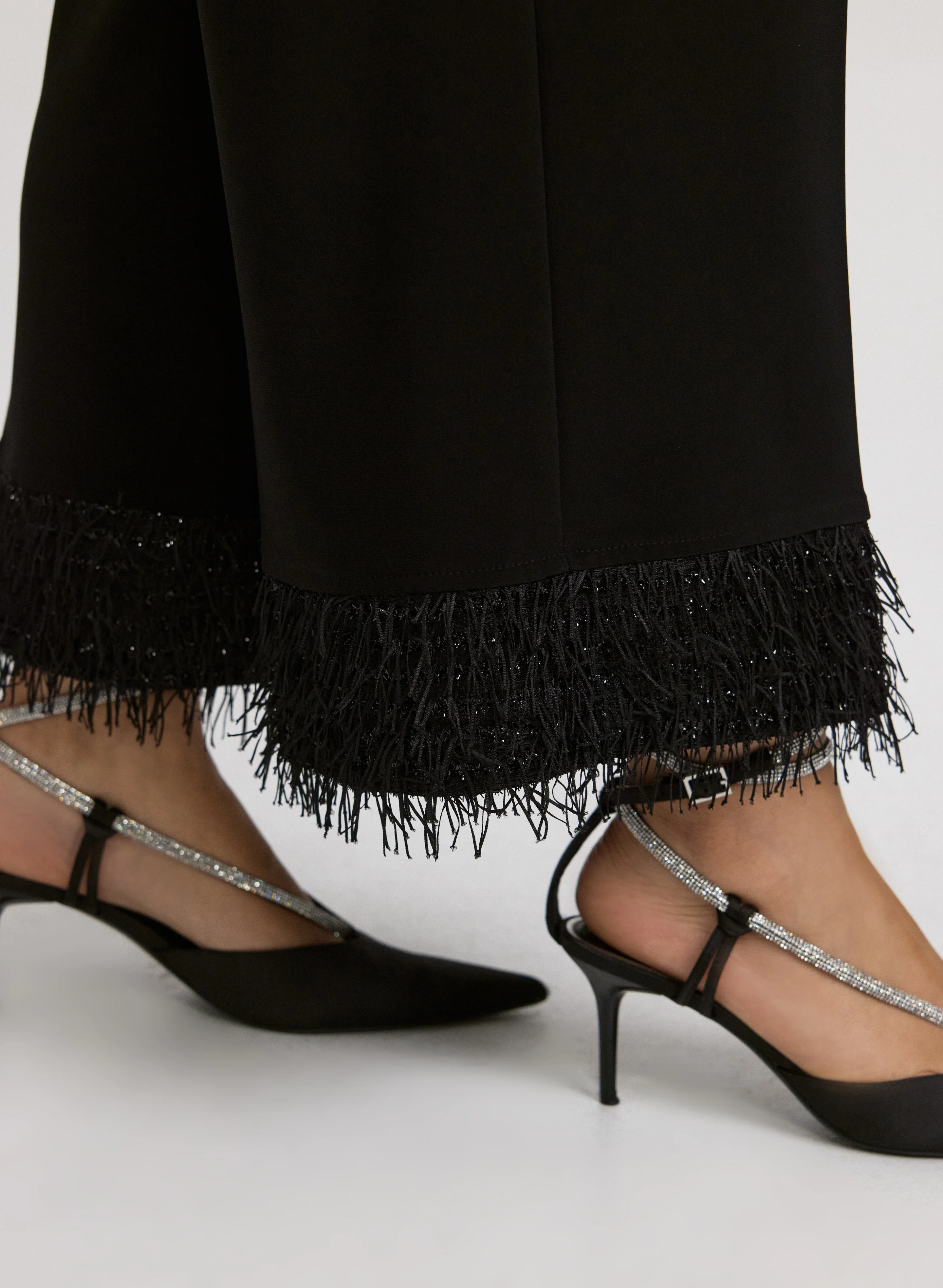 Joseph Ribkoff - Faux-Feather Trim Pants - Image 2