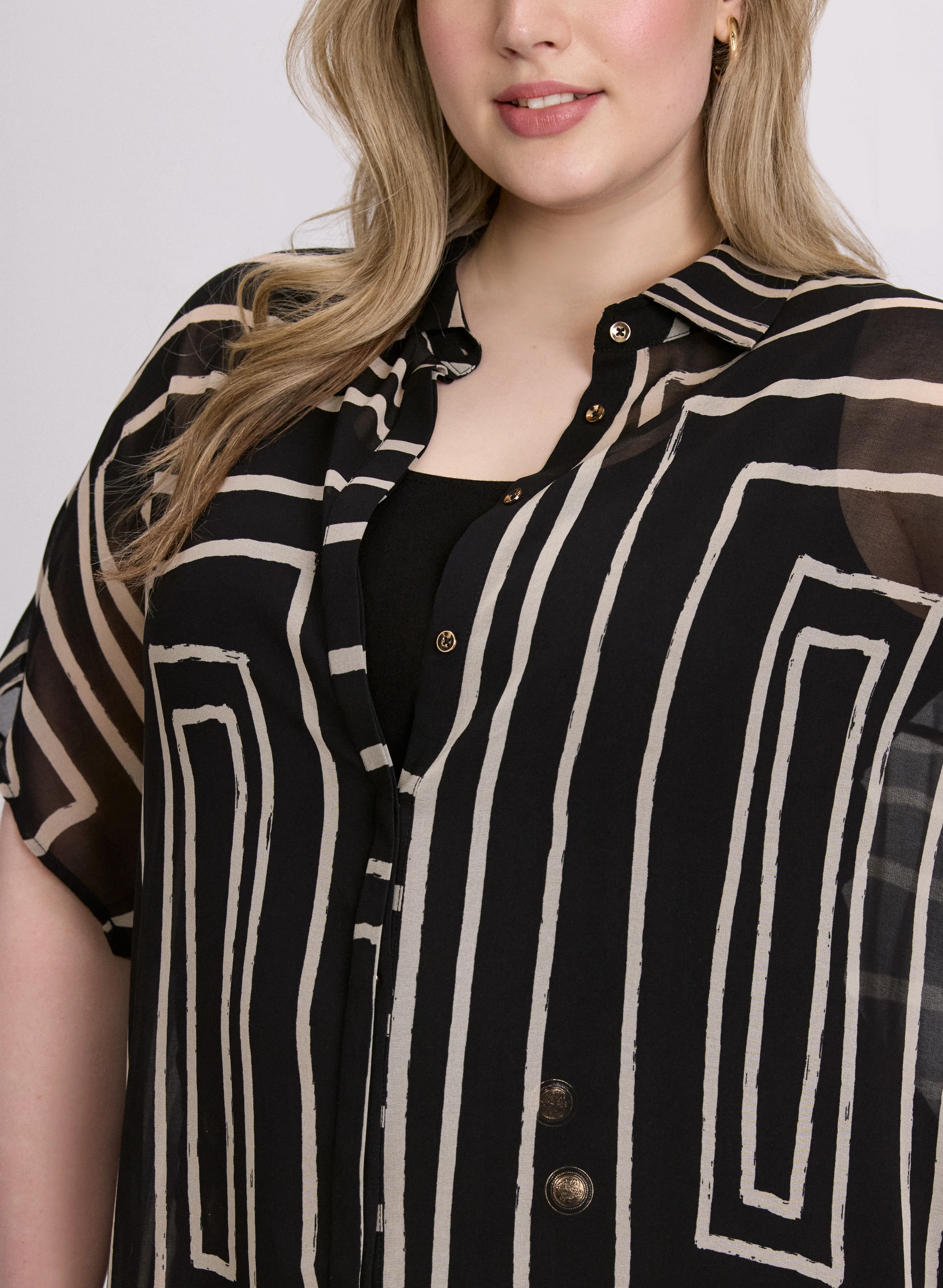 Joseph Ribkoff - Geometric Button-Down Tunic - Image 2