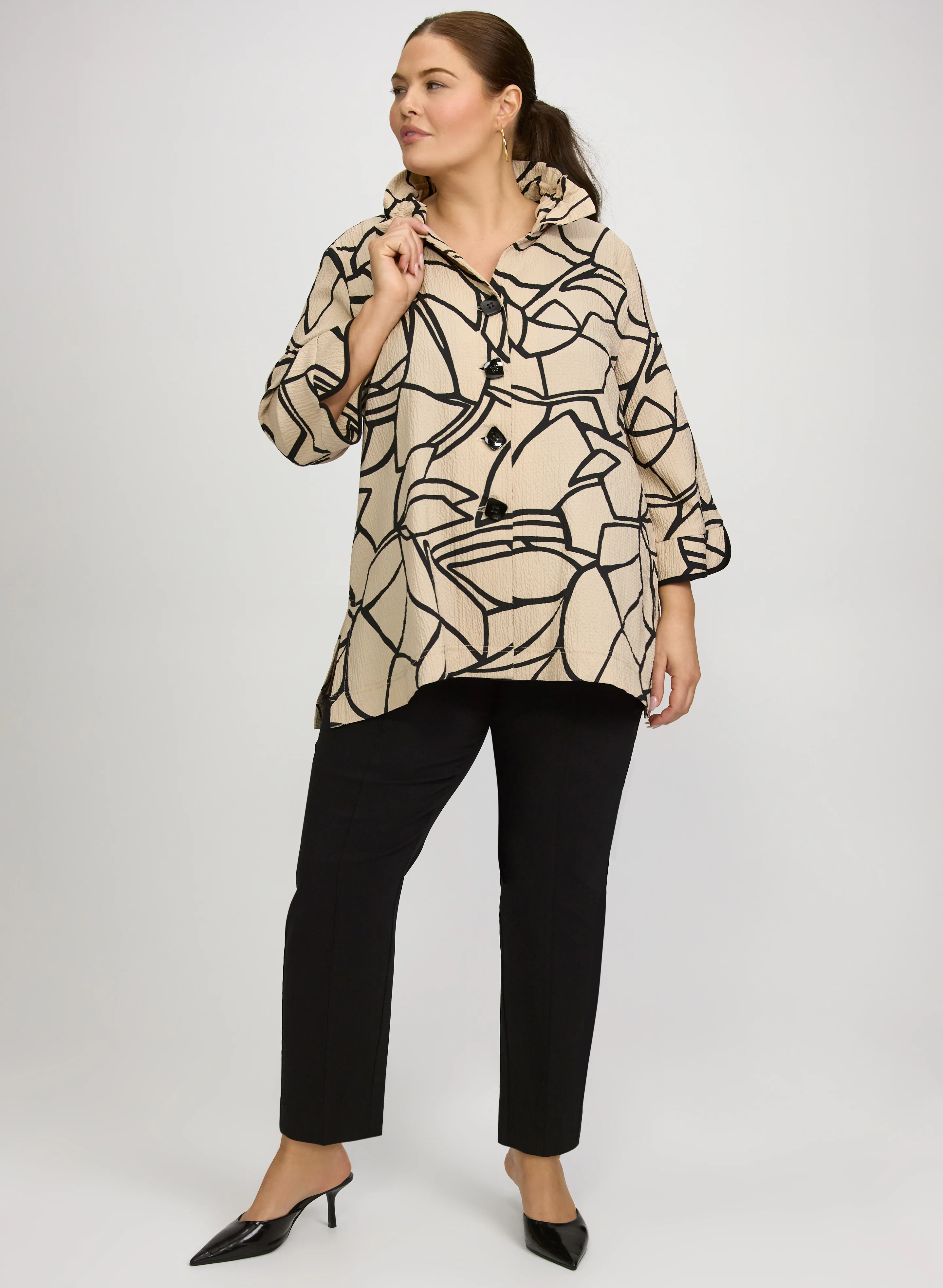 Joseph Ribkoff - Geometric Ruched Collar Jacket - Image 3