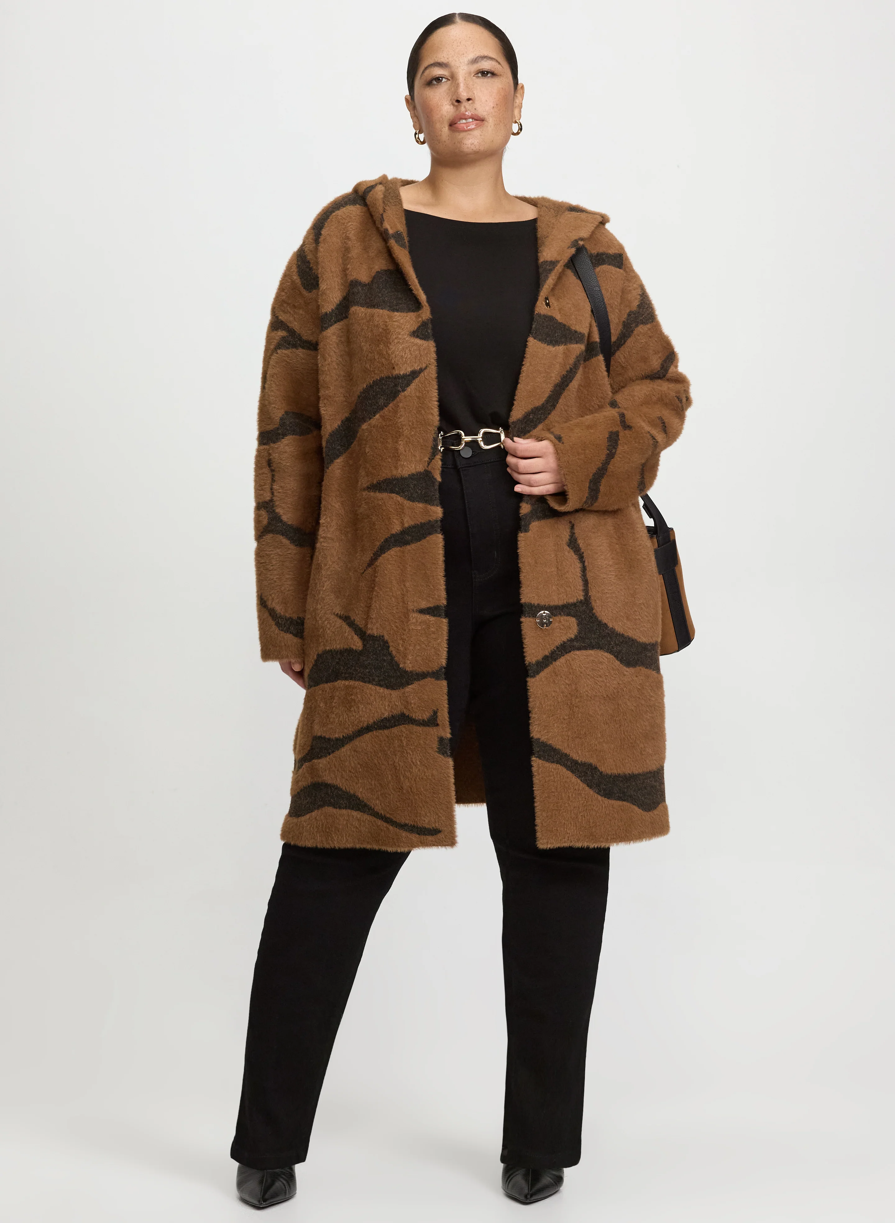 Joseph Ribkoff - Hooded Zebra Print Cardigan - Image 3