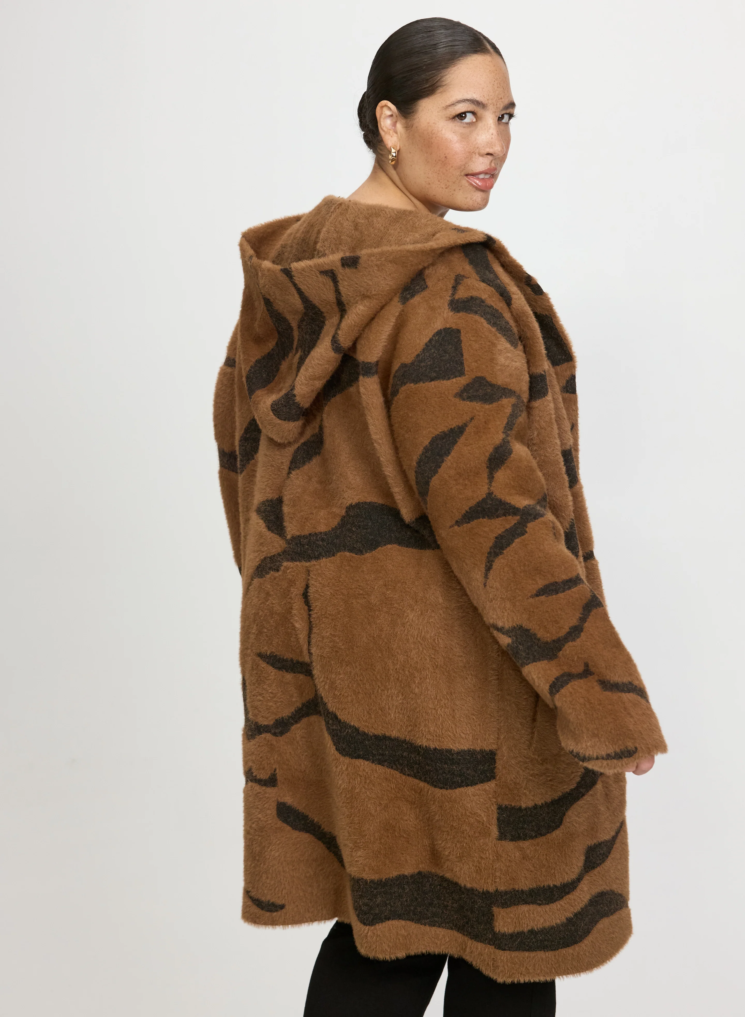 Joseph Ribkoff - Hooded Zebra Print Cardigan - Image 4