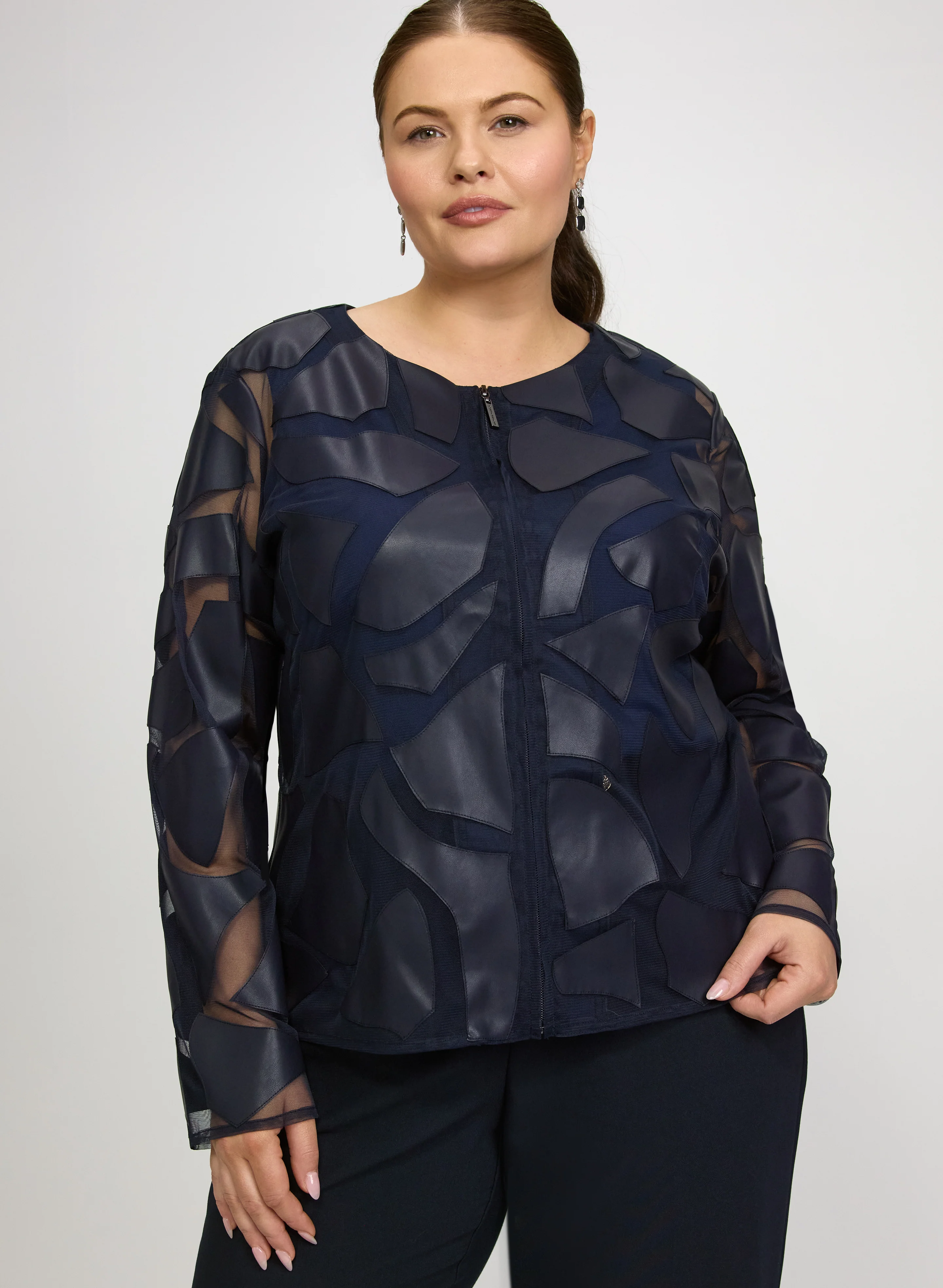 Joseph Ribkoff - Mesh Geometric Panel Jacket