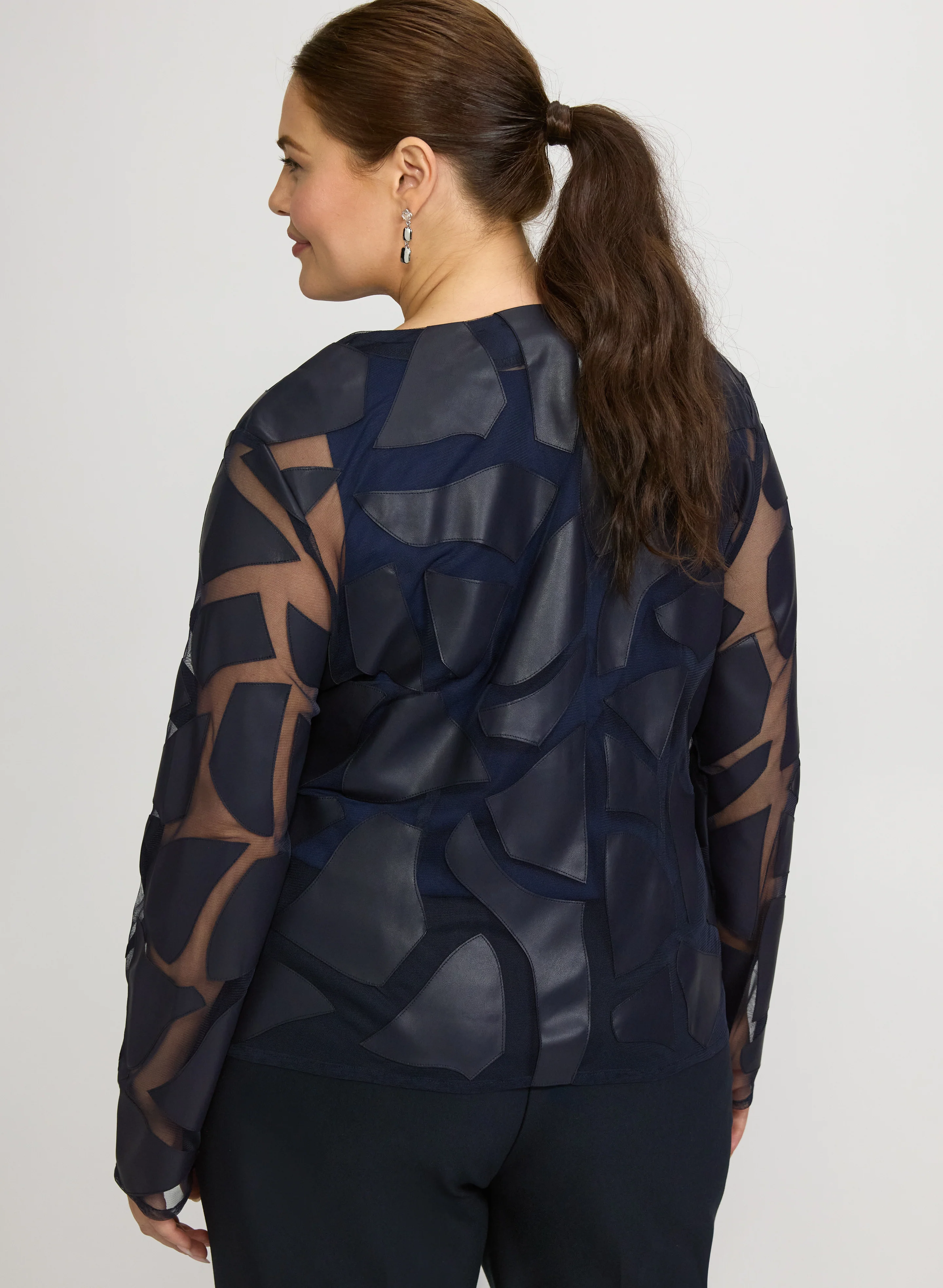 Joseph Ribkoff - Mesh Geometric Panel Jacket - Image 4