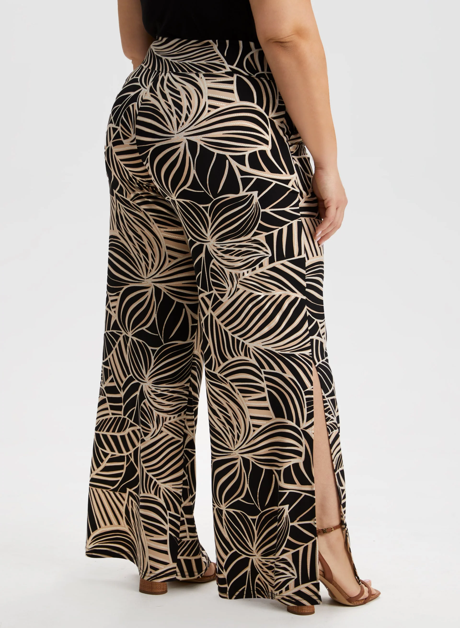 Joseph Ribkoff - Palm Leaf Print Wide Leg Pants - Image 2