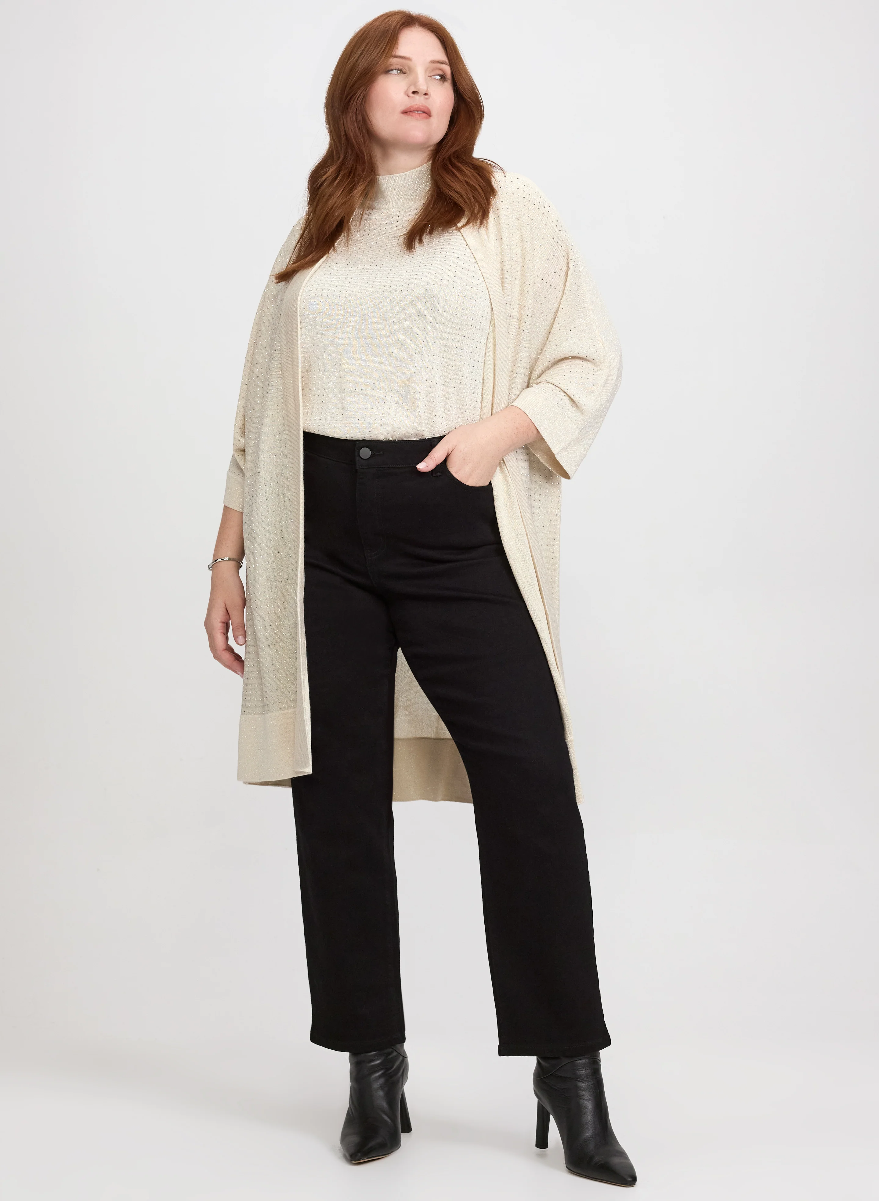Joseph Ribkoff - Rhinestone Open Cardigan - Image 3