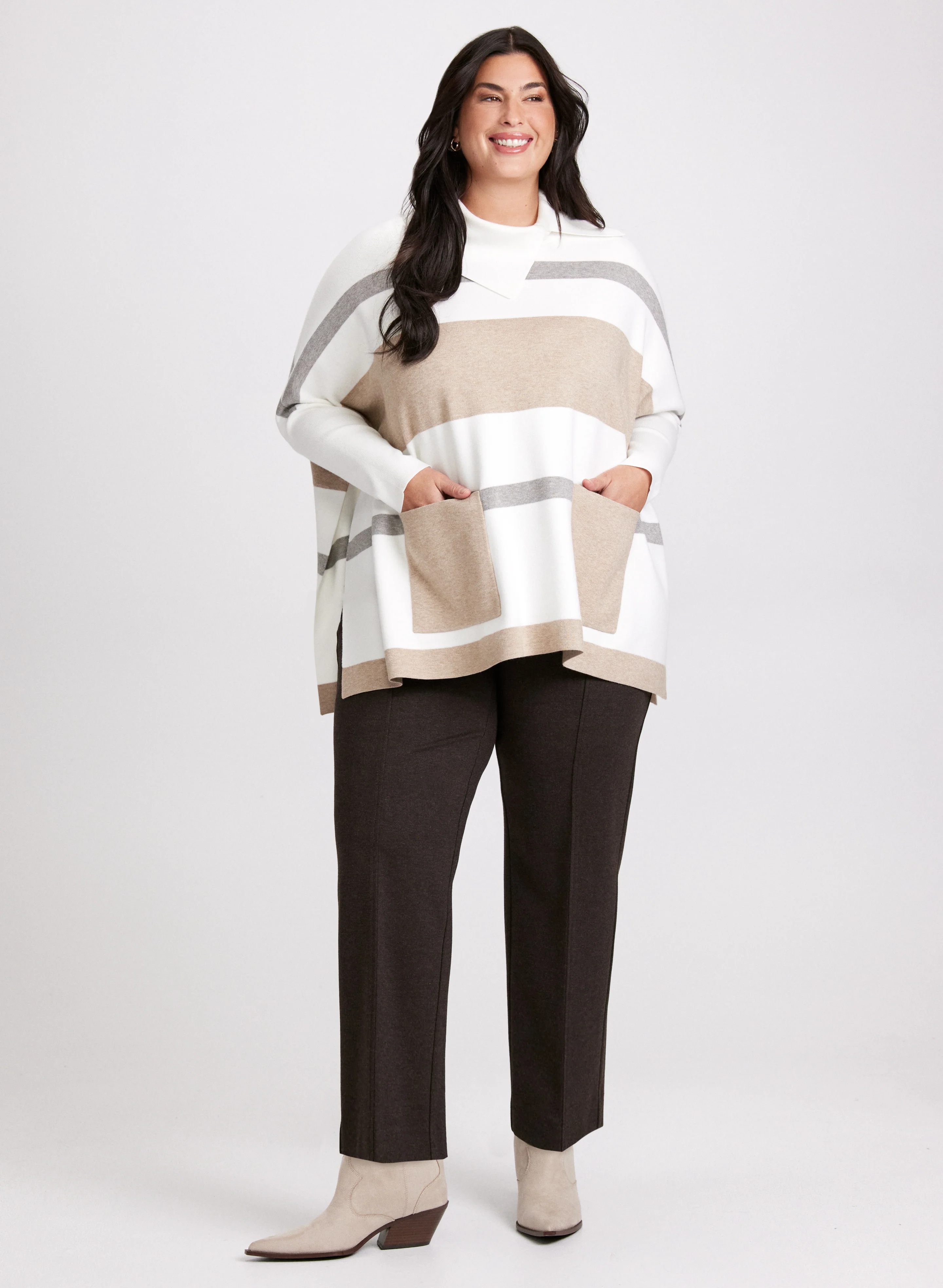 Joseph Ribkoff - Striped Poncho Sweater - Image 3