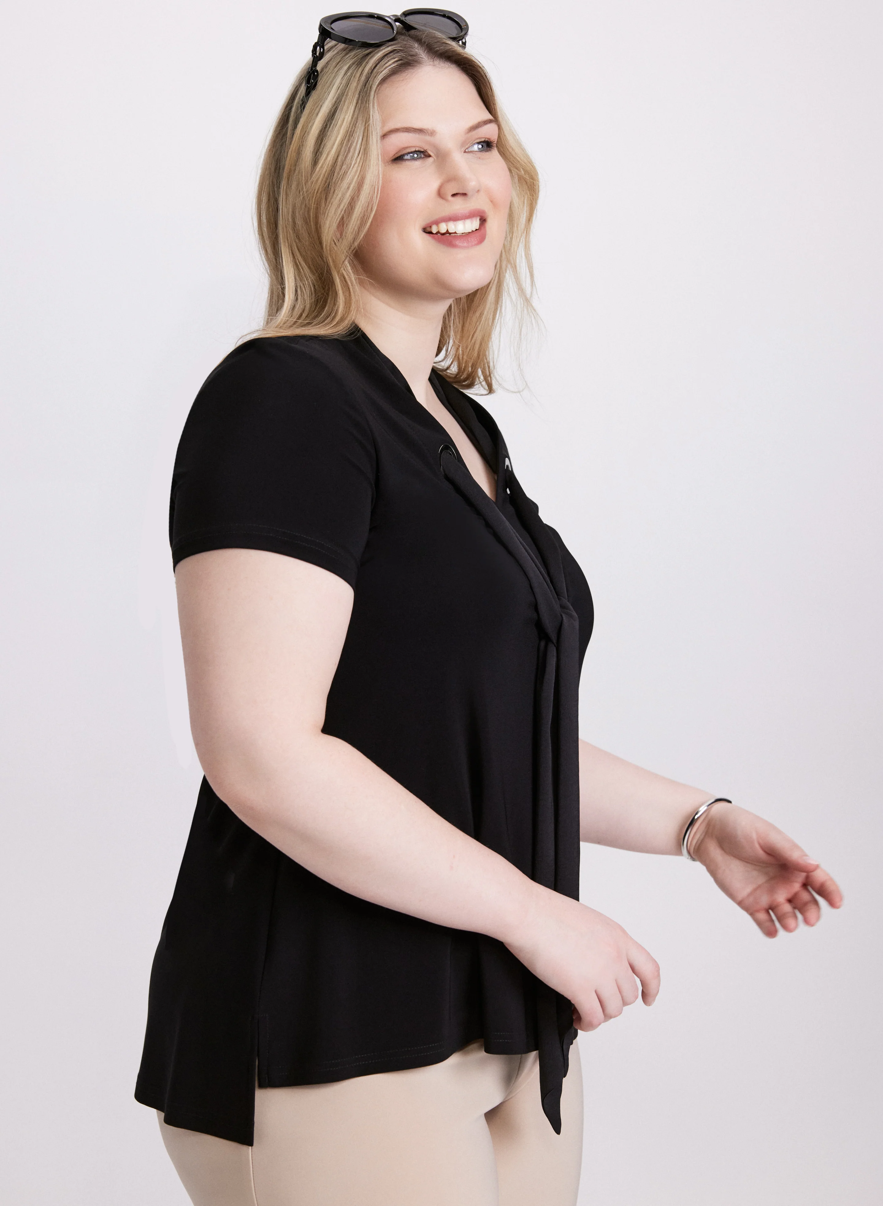 Joseph Ribkoff - V-Neck Tie Top - Image 4