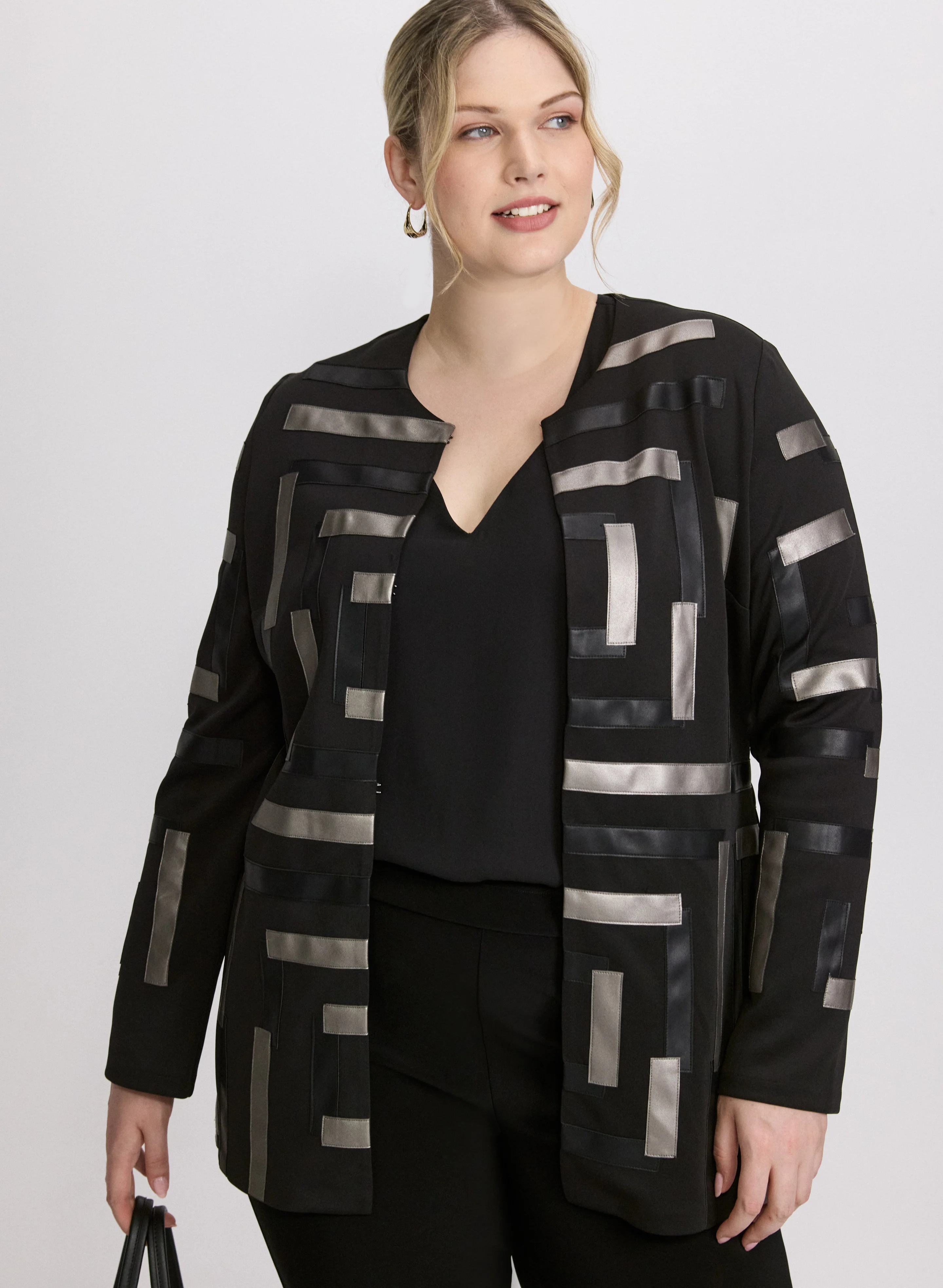 Joseph Ribkoff - Vegan Leather Geometric Jacket
