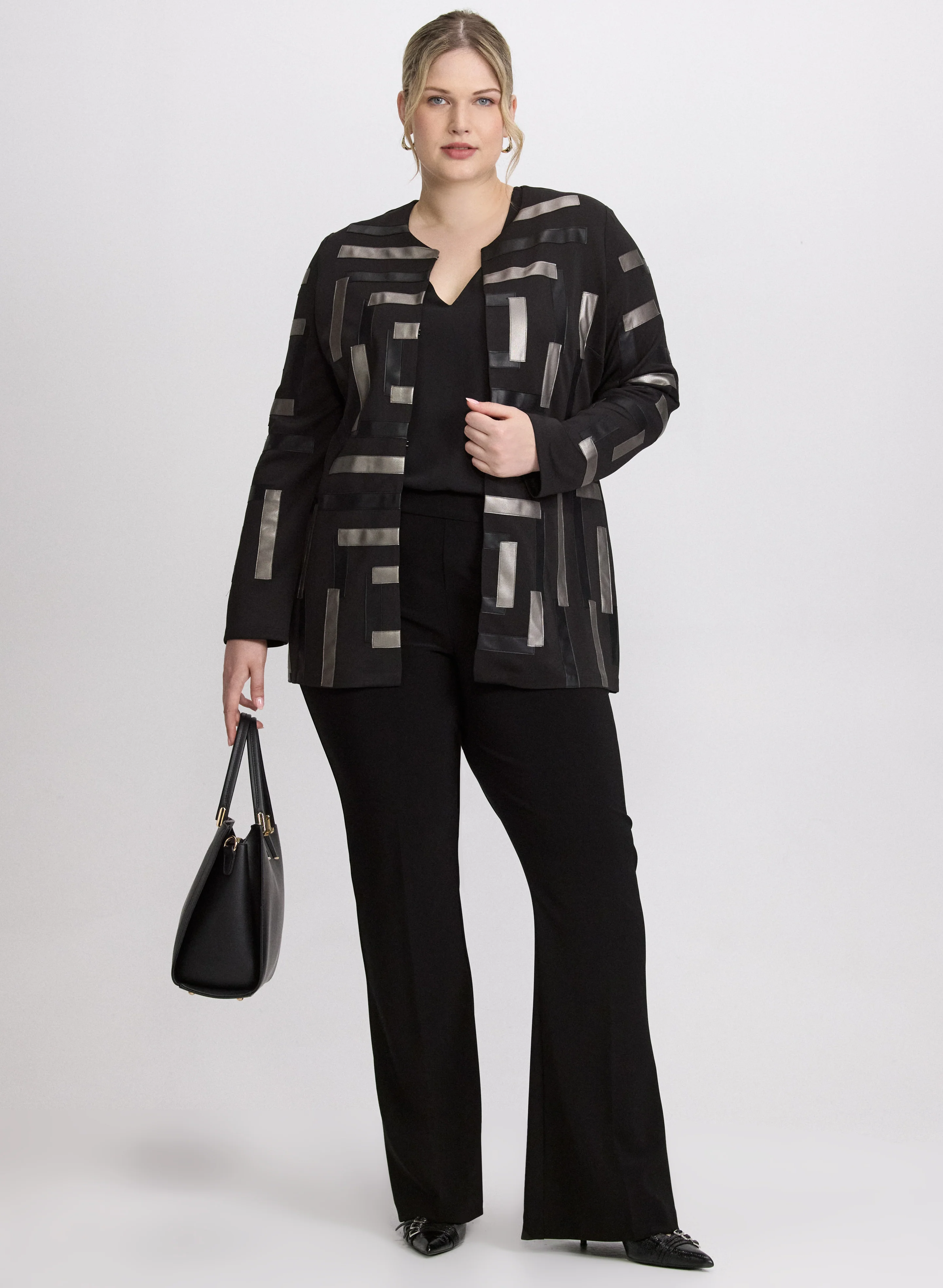 Joseph Ribkoff - Vegan Leather Geometric Jacket - Image 3