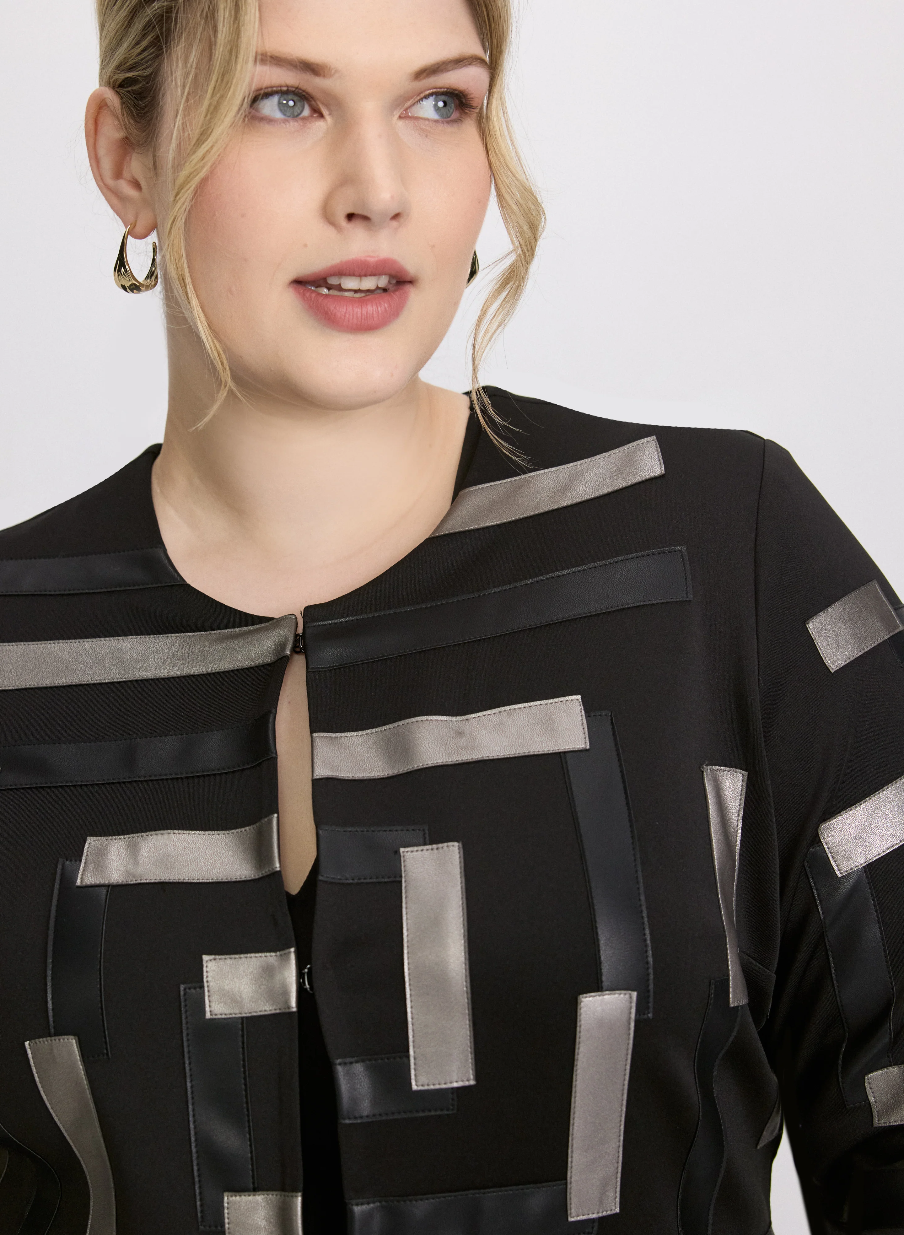 Joseph Ribkoff - Vegan Leather Geometric Jacket - Image 5