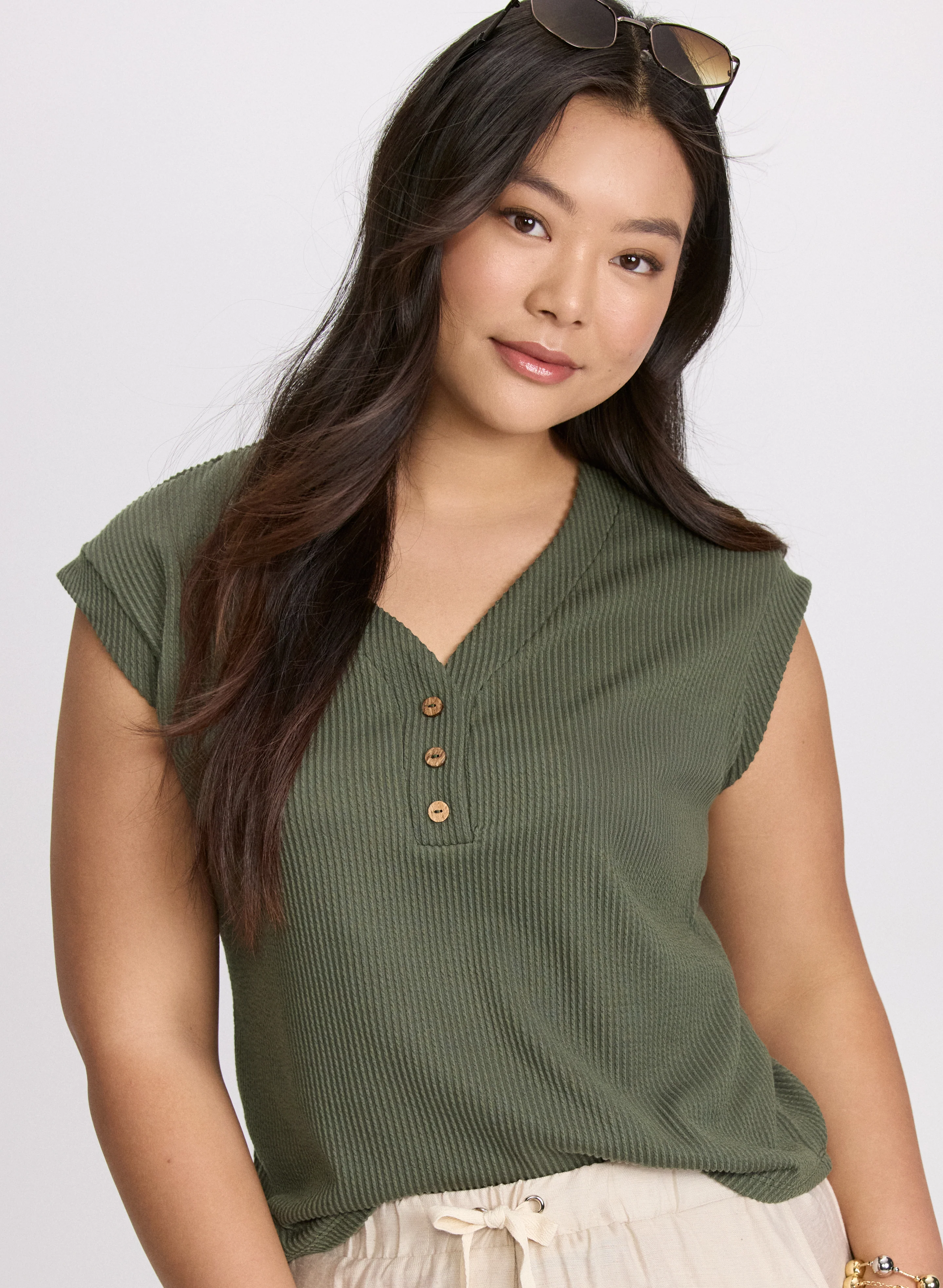 Knit Cap Sleeve Top - Image 2