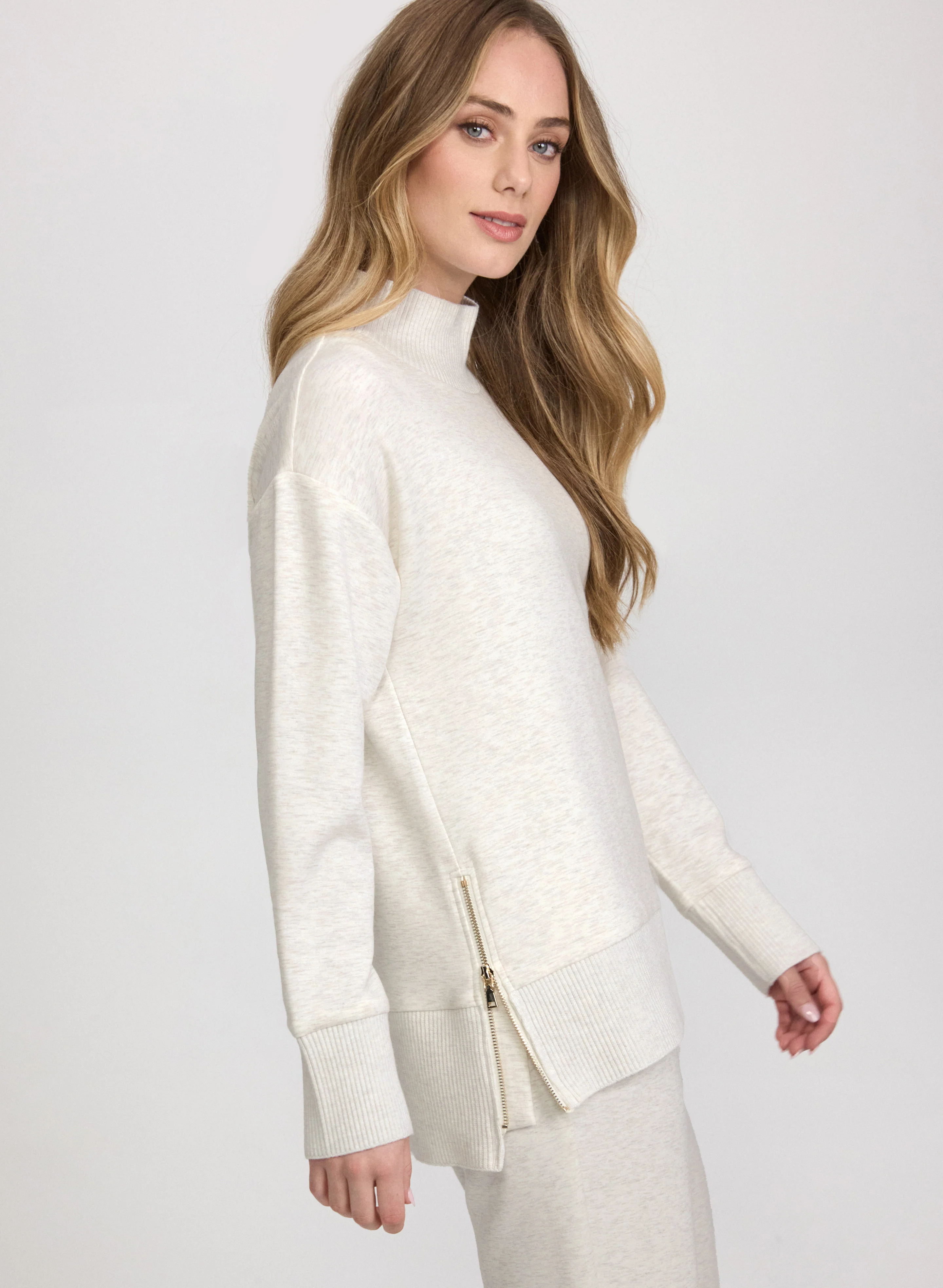 Knit Mock Neck Tunic Top - Image 2