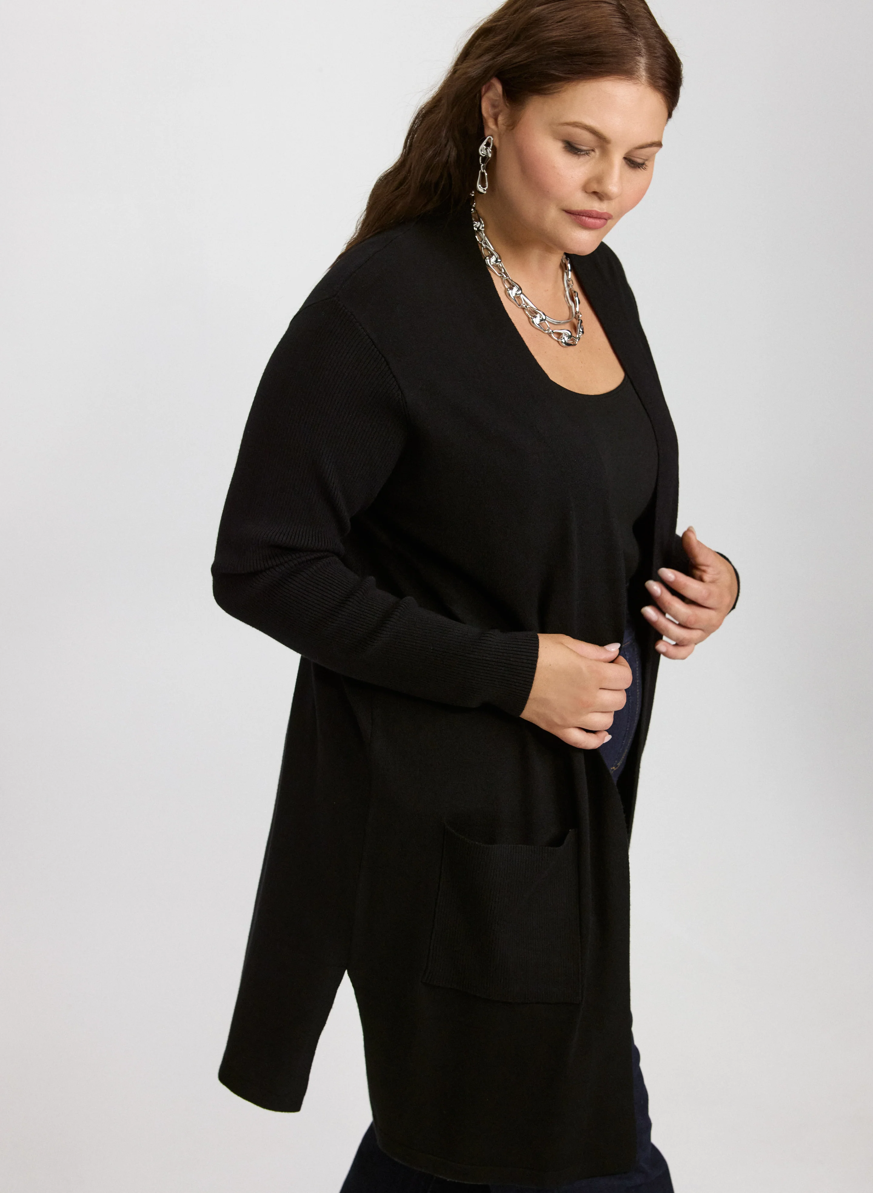 Knit Open-Front Cardigan - Image 2
