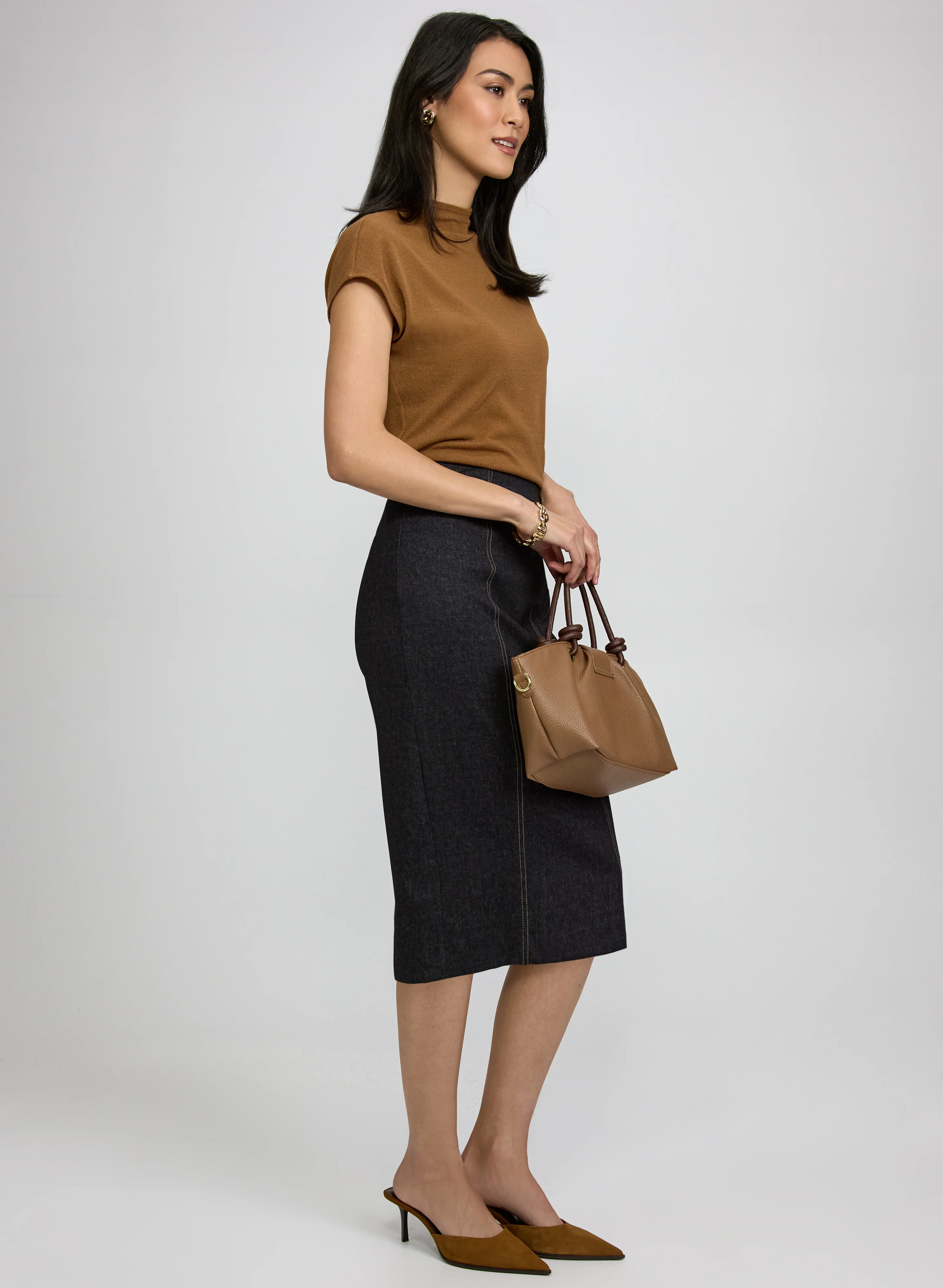 Topstitch Pencil Skirt - Image 4
