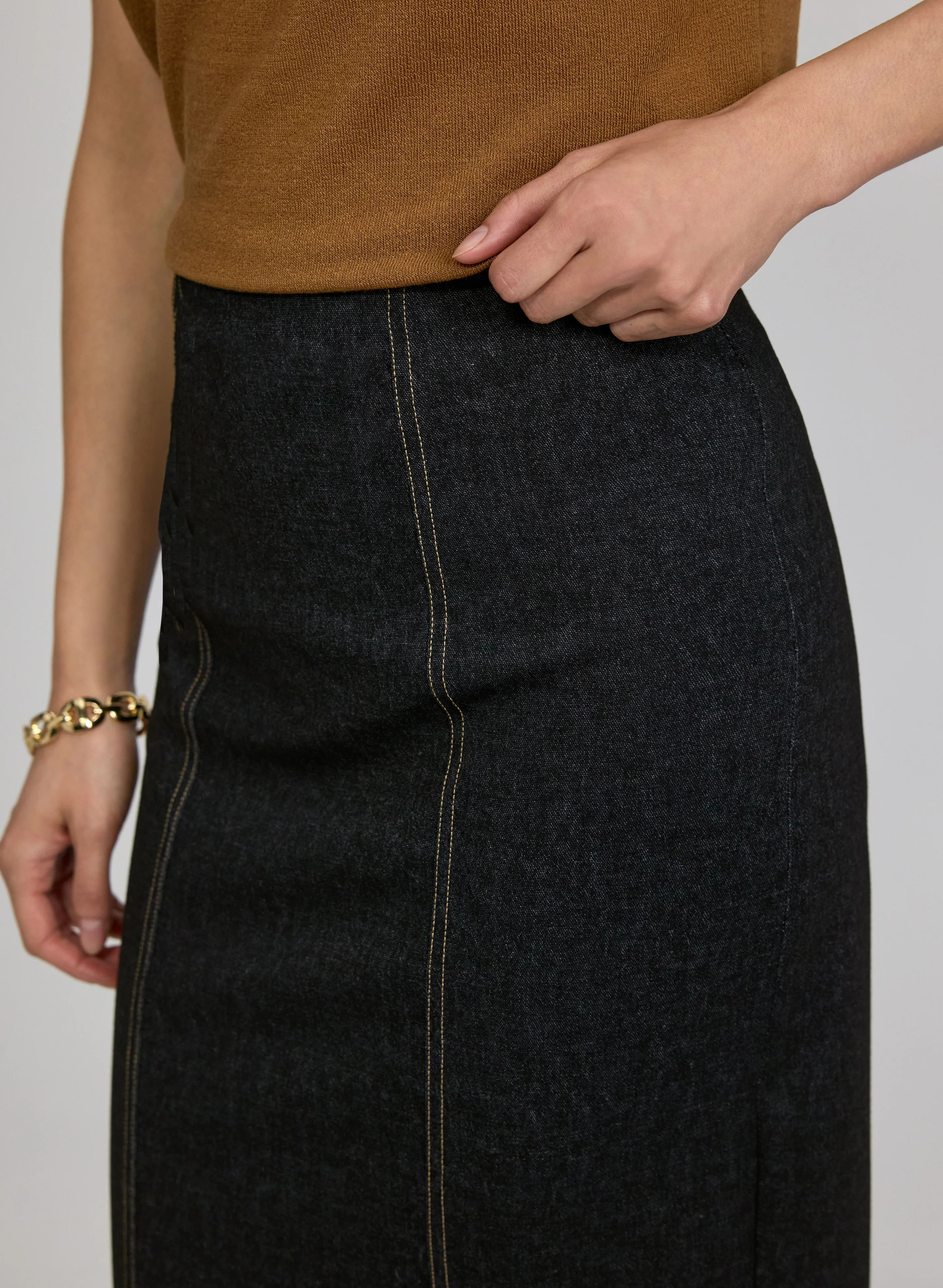 Topstitch Pencil Skirt - Image 5