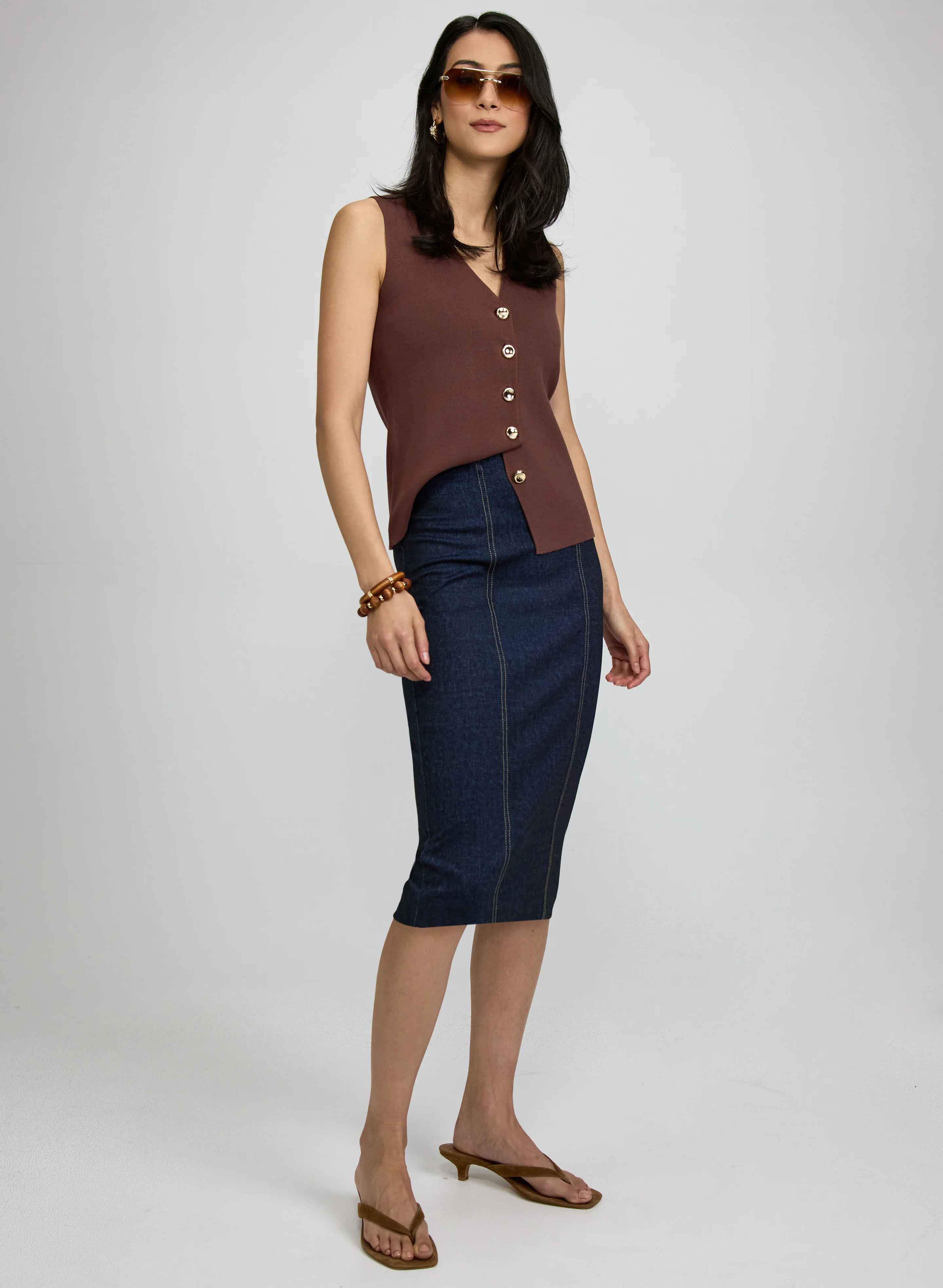 Topstitch Pencil Skirt - Image 3