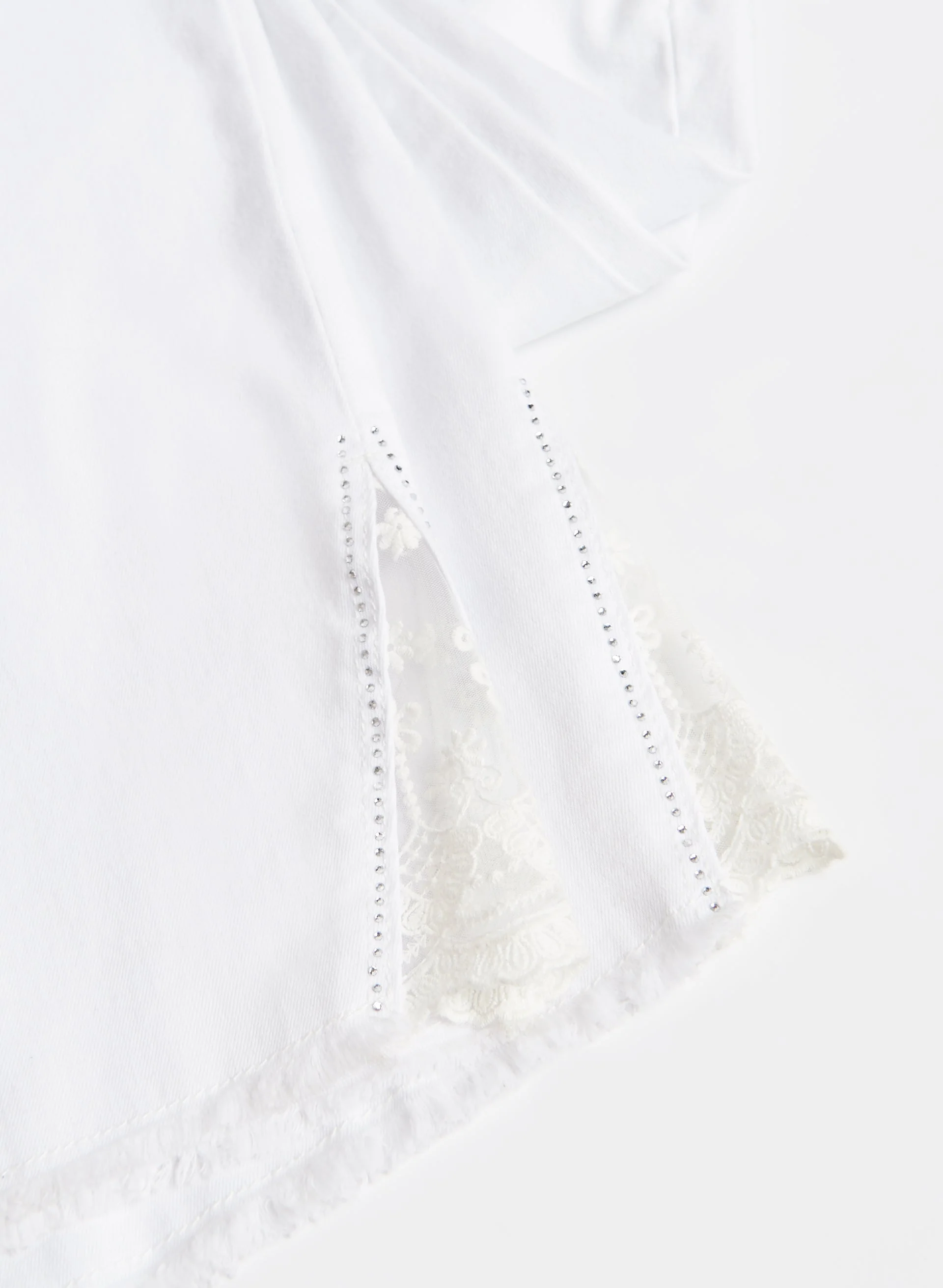 Lace Detail Denim Capris - Image 4