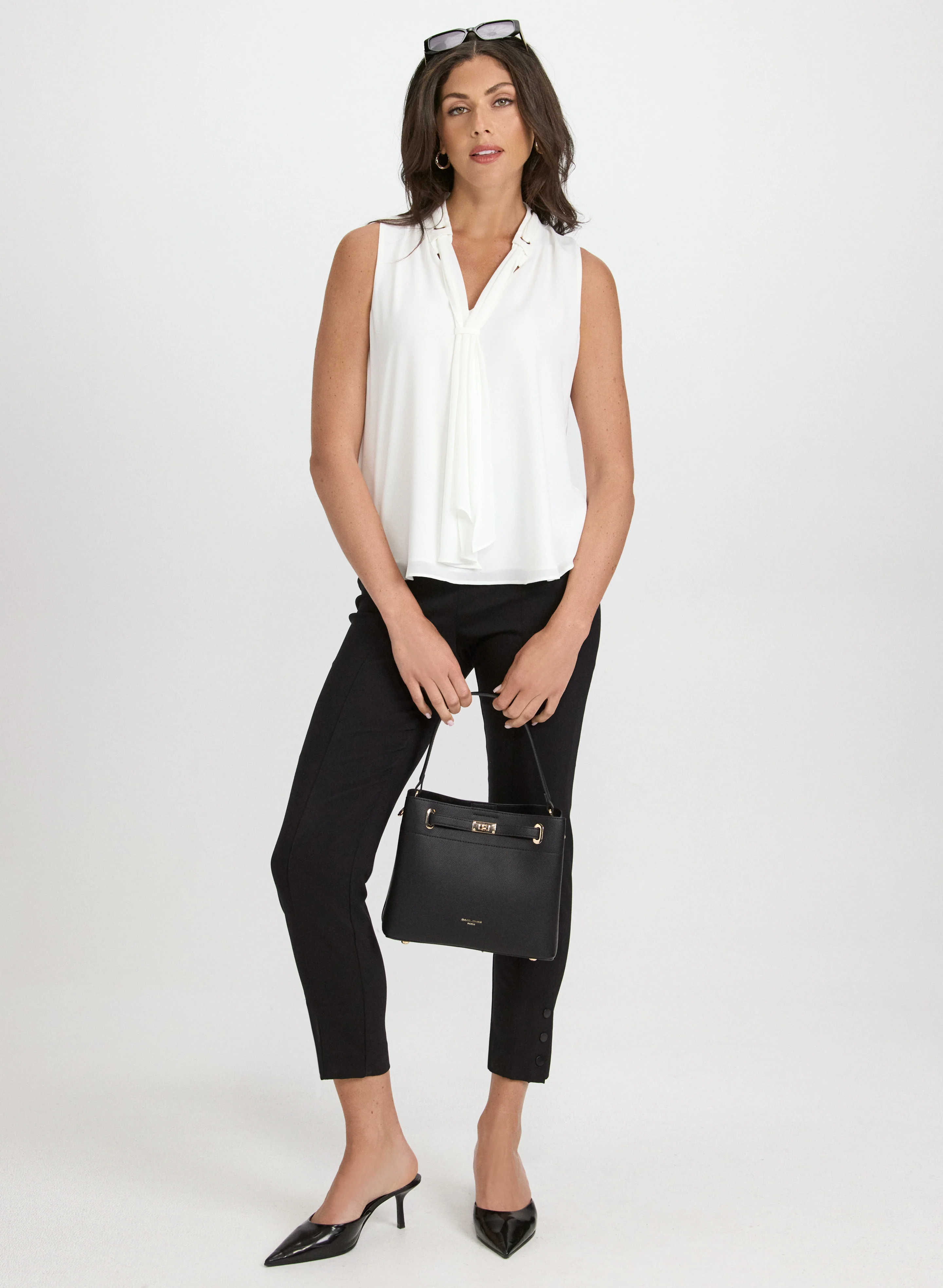 Lace-Through Tie-Neck Blouse - Image 3