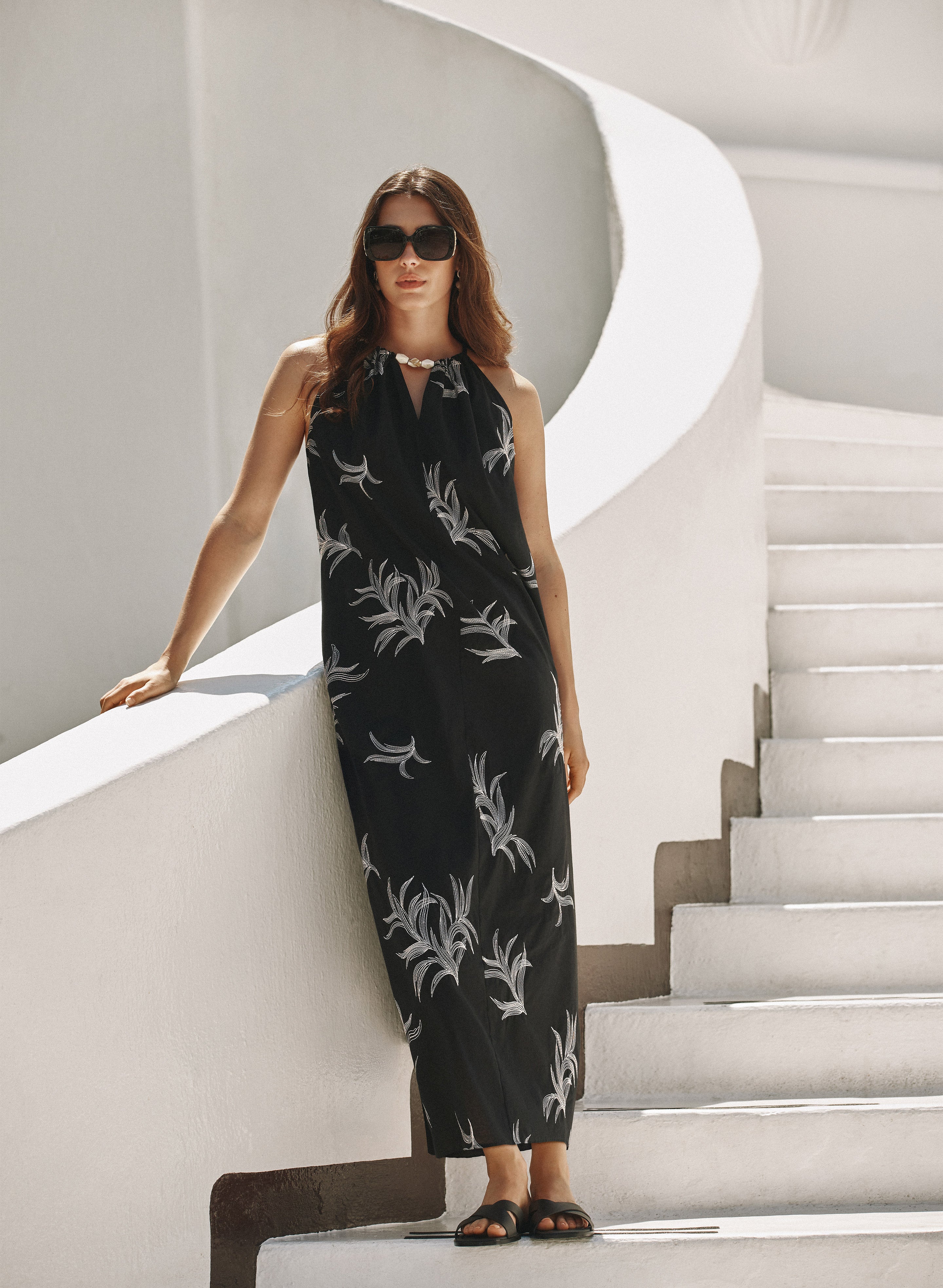 Leaf Embroidered Maxi Dress - Image 3