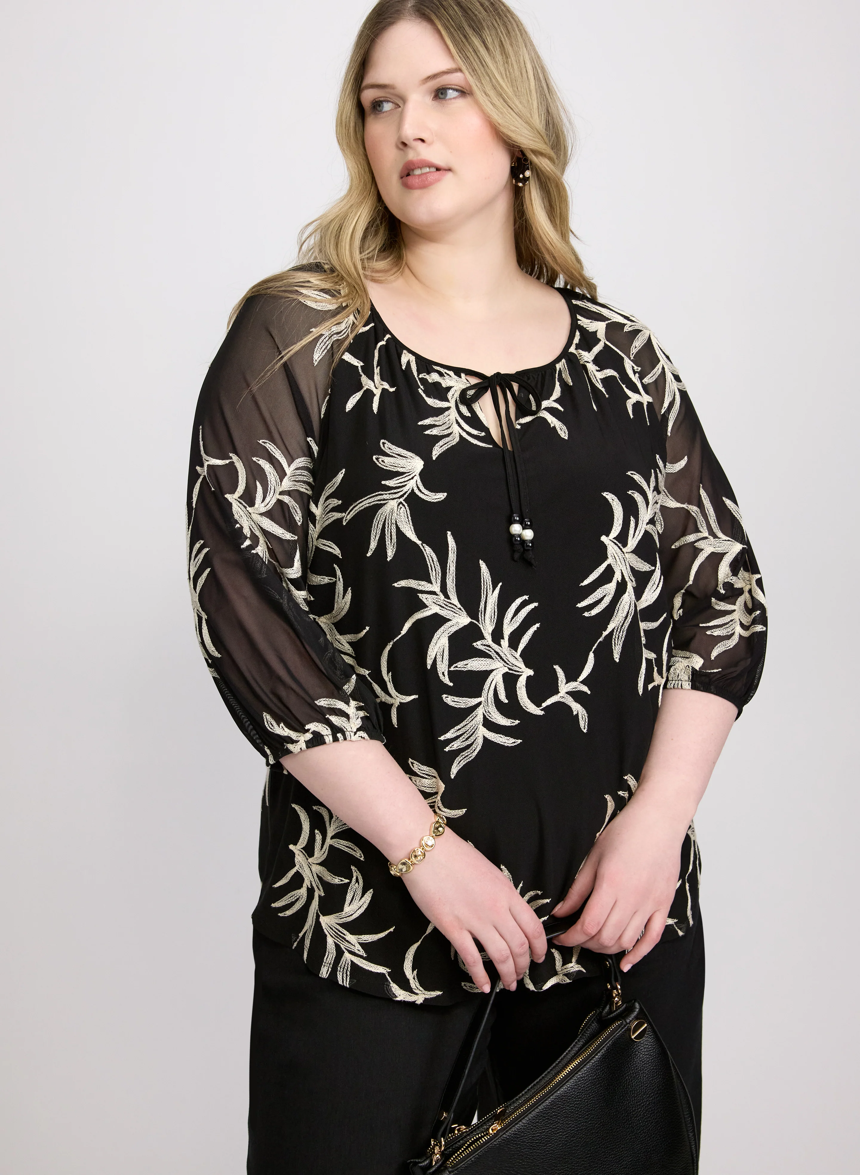 Leaf Embroidered Top