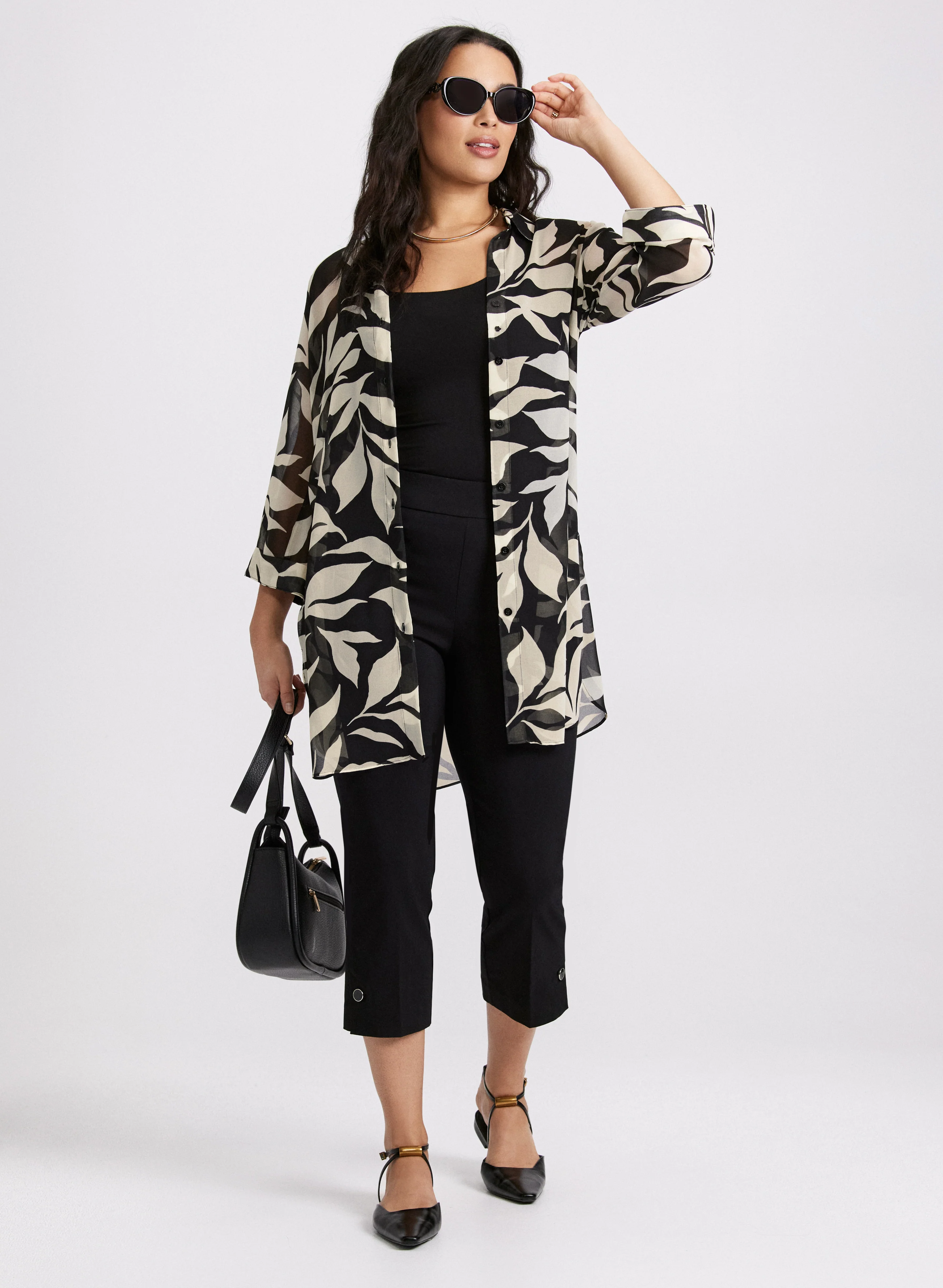 Leaf Print Tunic Blouse - Image 2
