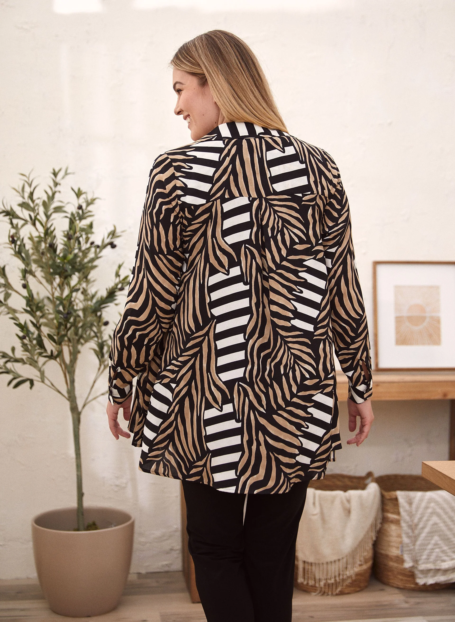 Leaf Print Button Down Top - Image 4