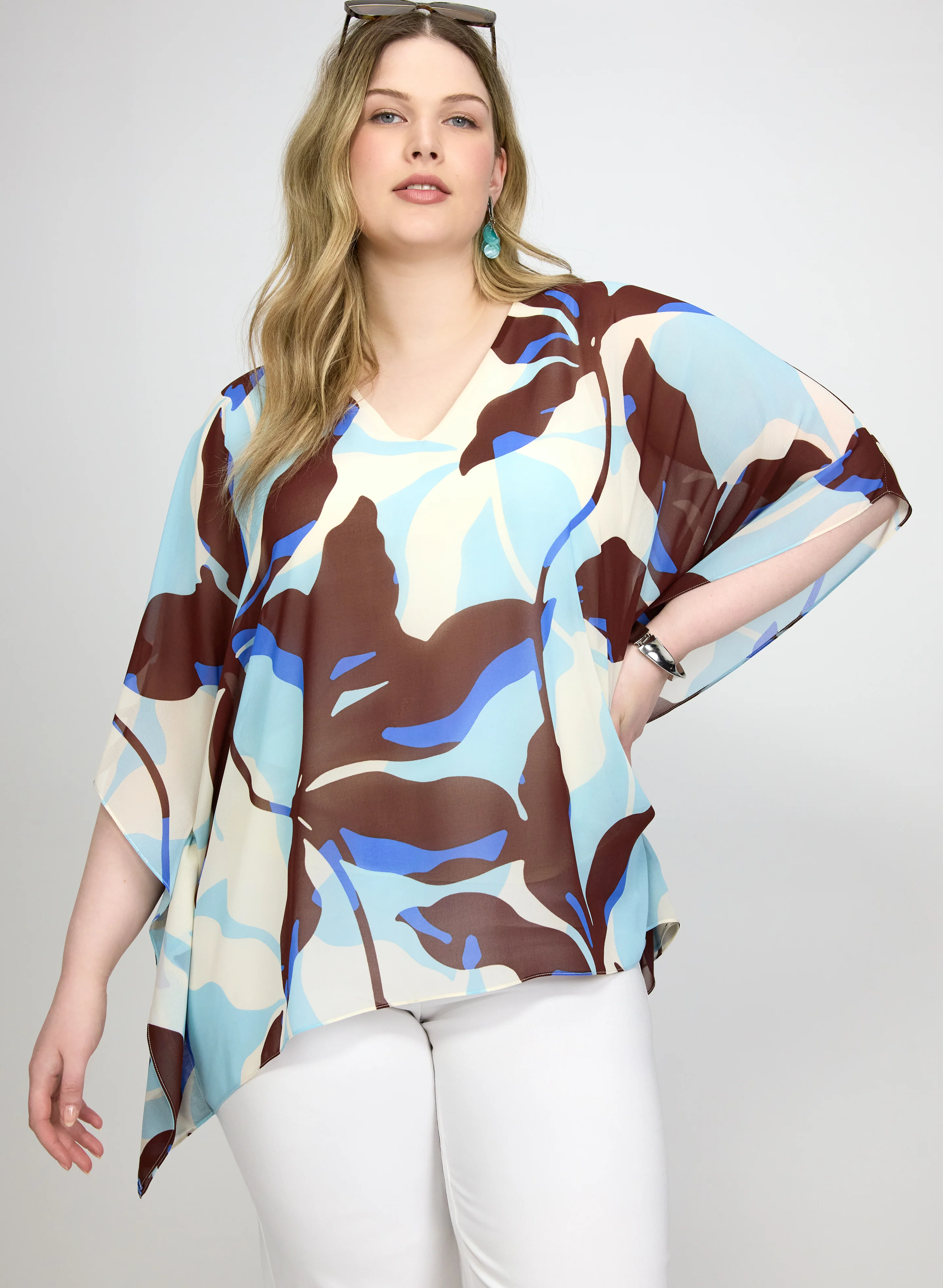 Leaf Print Chiffon Blouse