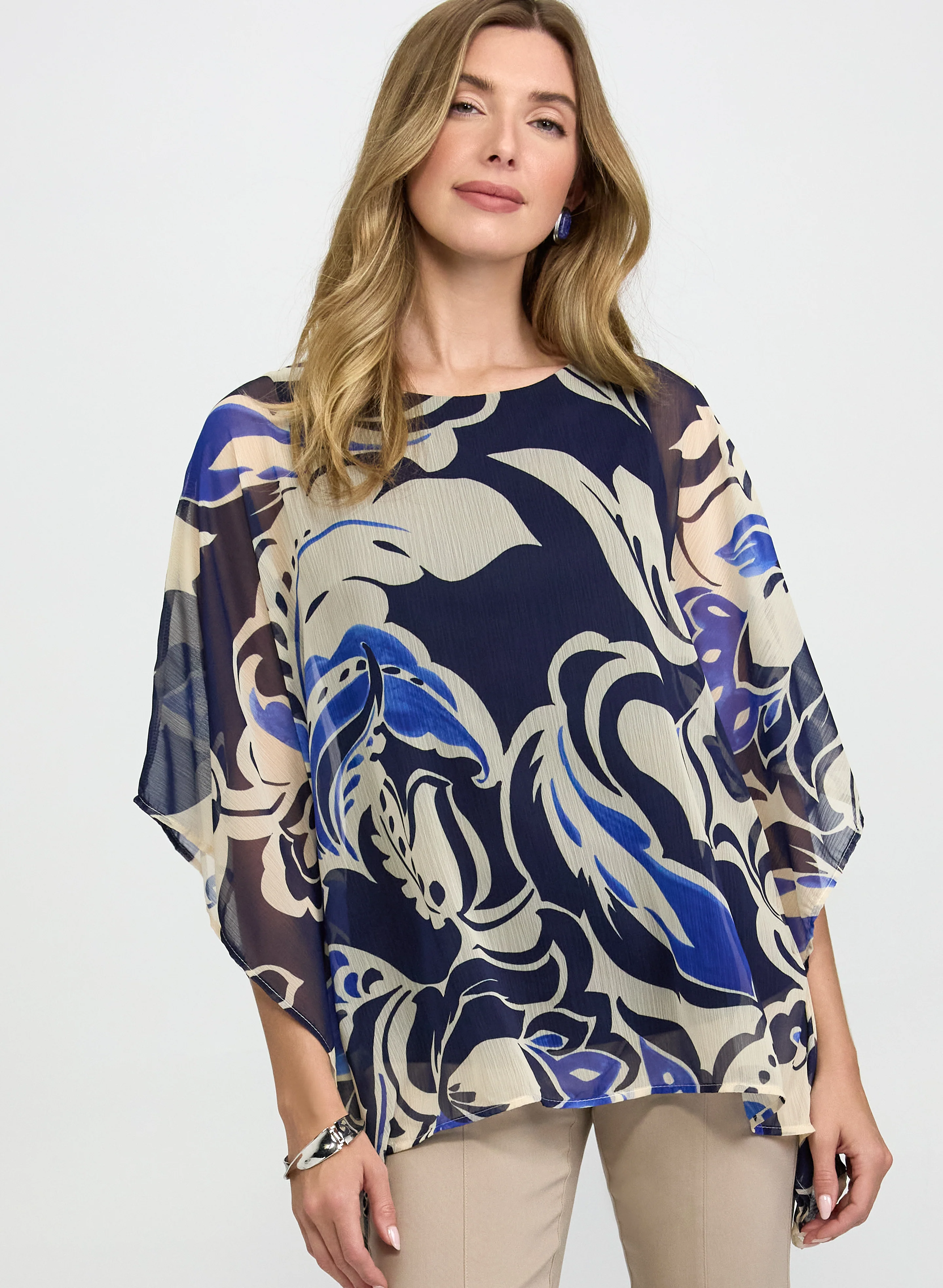 Leaf Print Chiffon Blouse