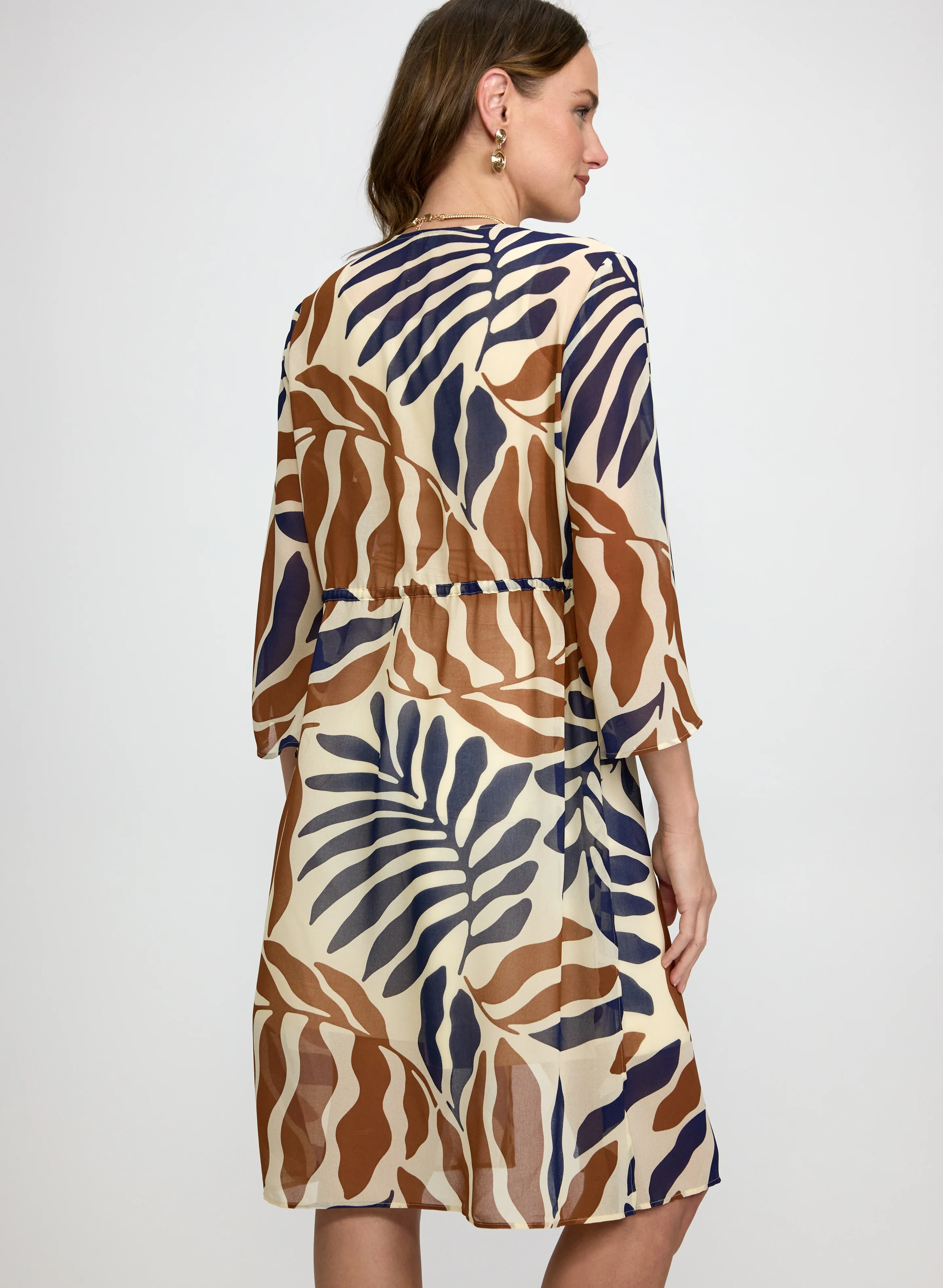 Leaf Print Chiffon Blouse - Image 4