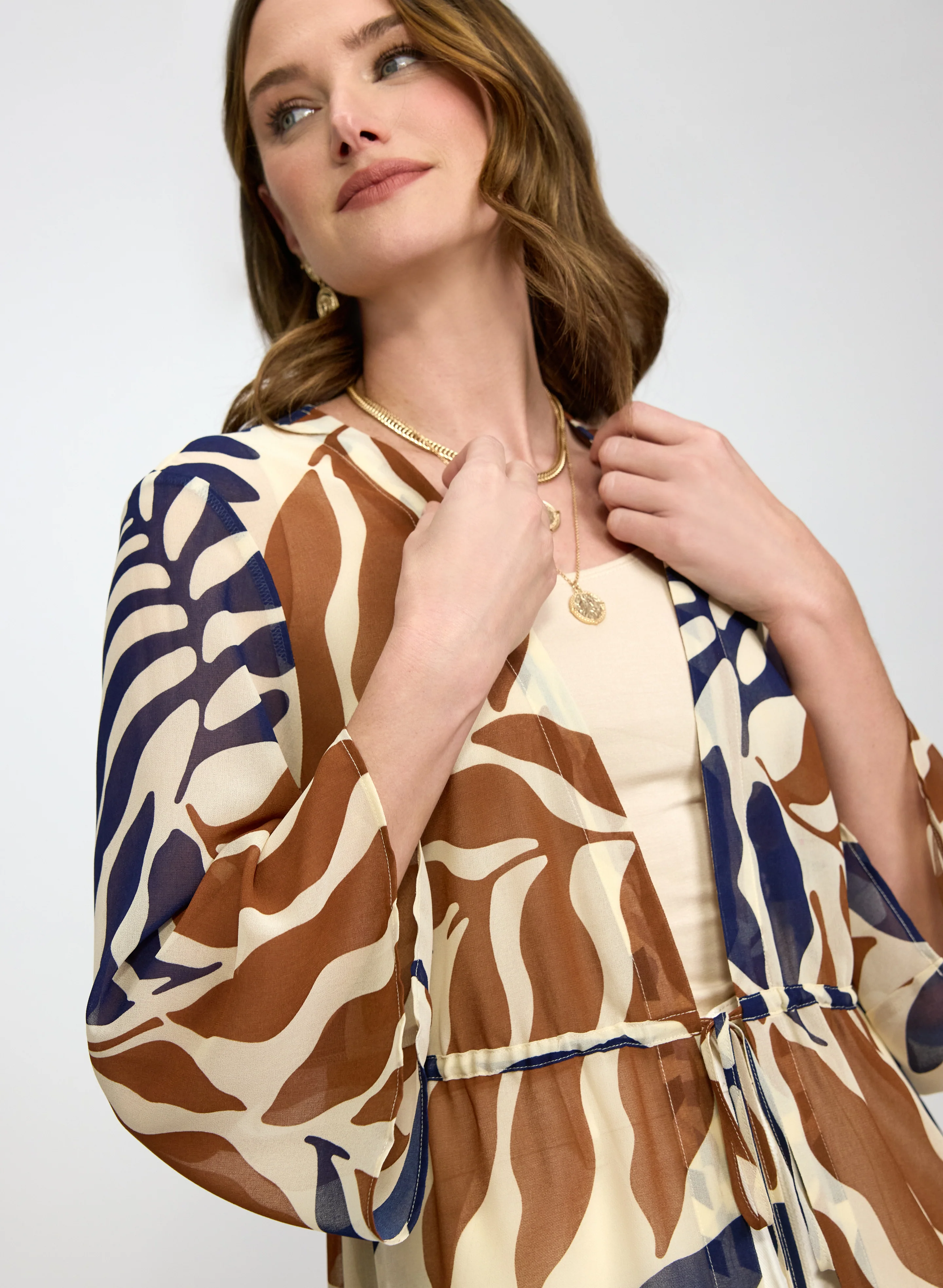 Leaf Print Chiffon Blouse - Image 5