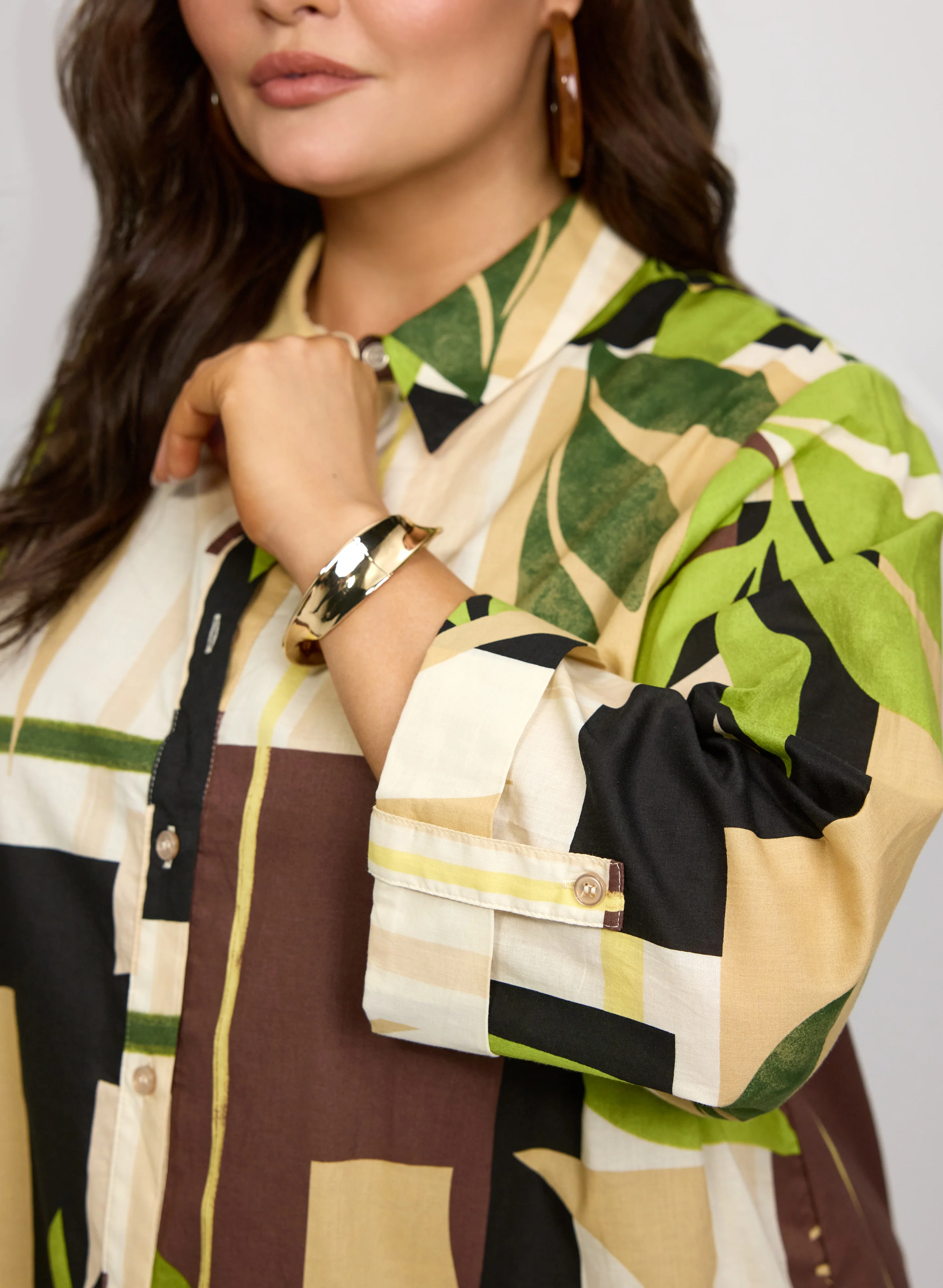 Leaf Print Cotton Blouse - Image 2