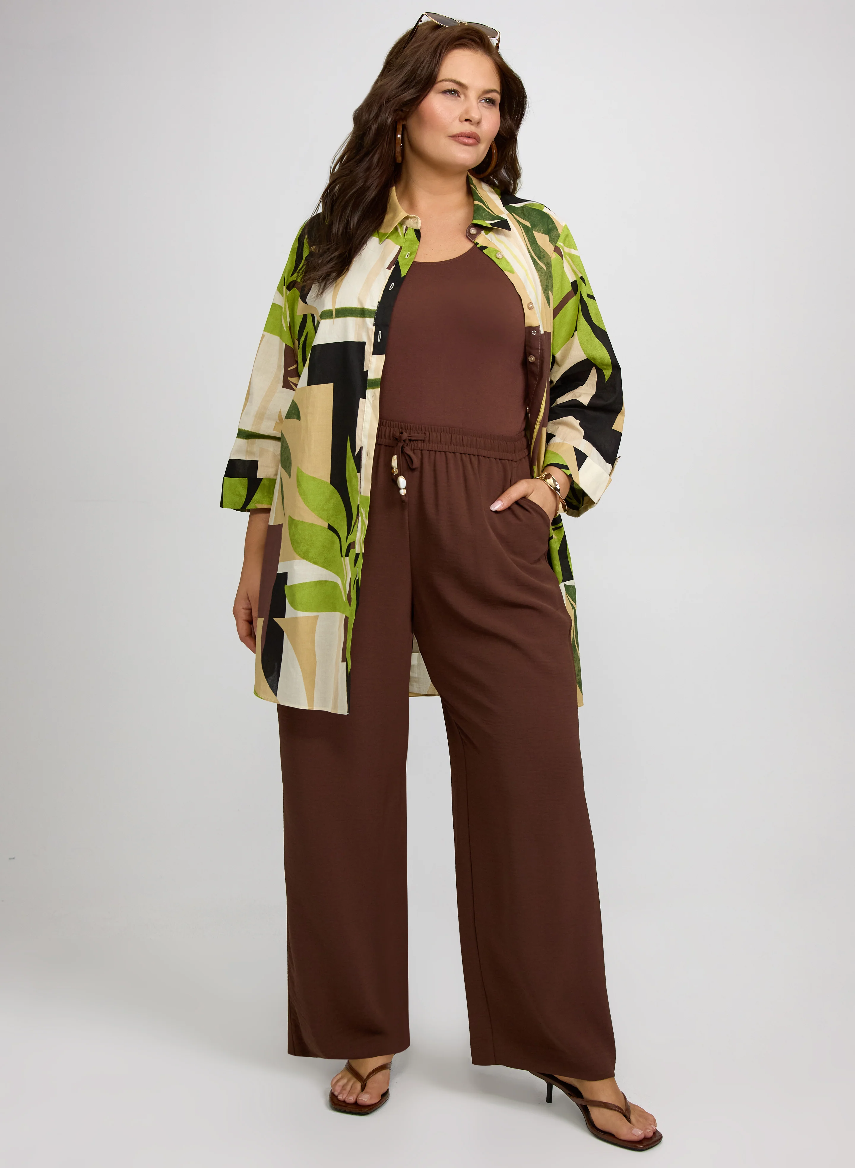 Leaf Print Cotton Blouse - Image 3
