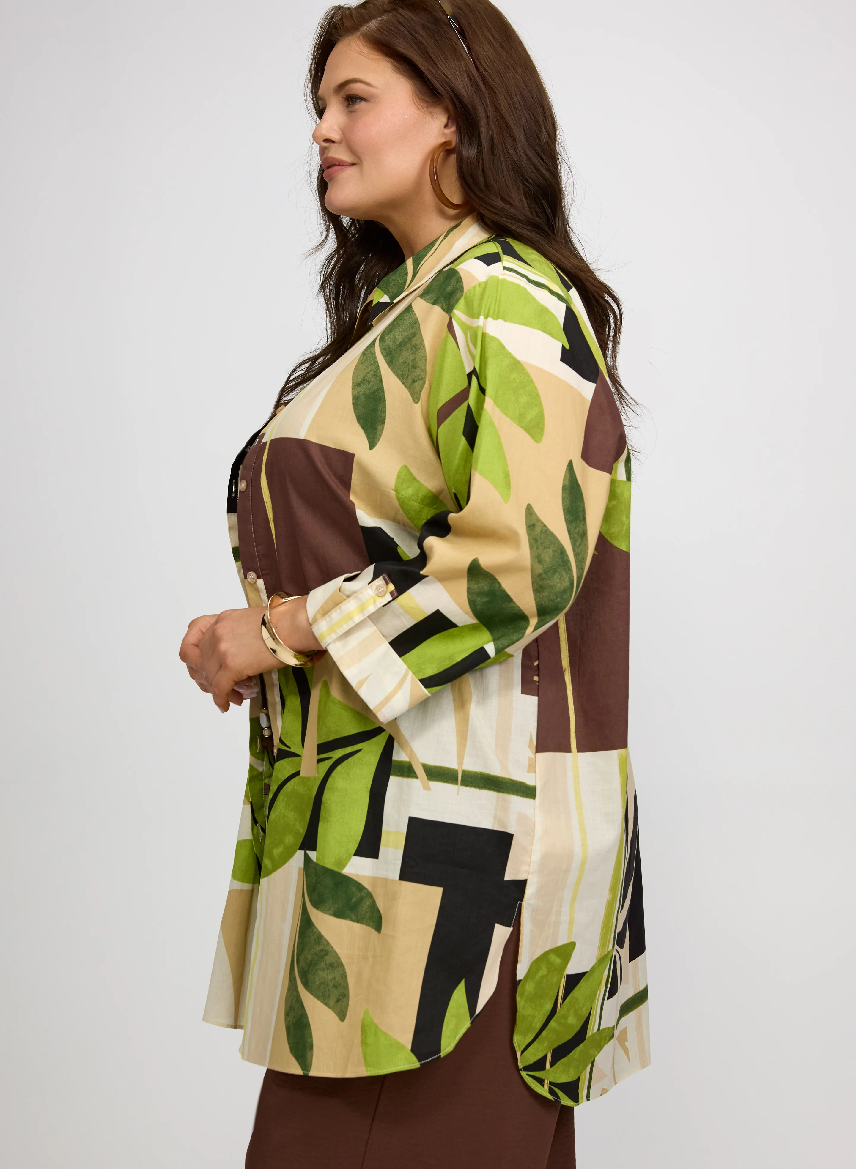 Leaf Print Cotton Blouse - Image 5