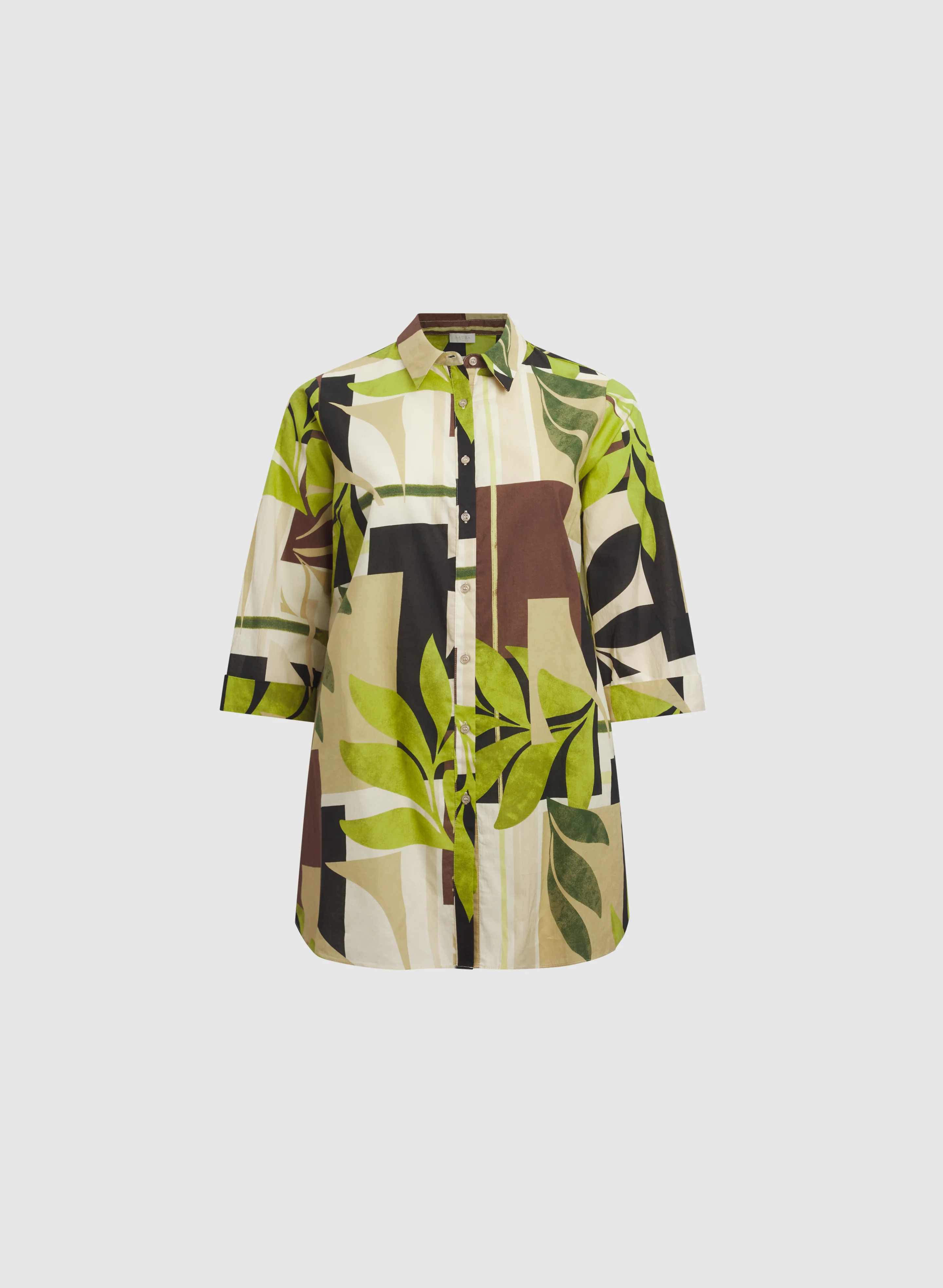 Leaf Print Cotton Blouse - Image 7
