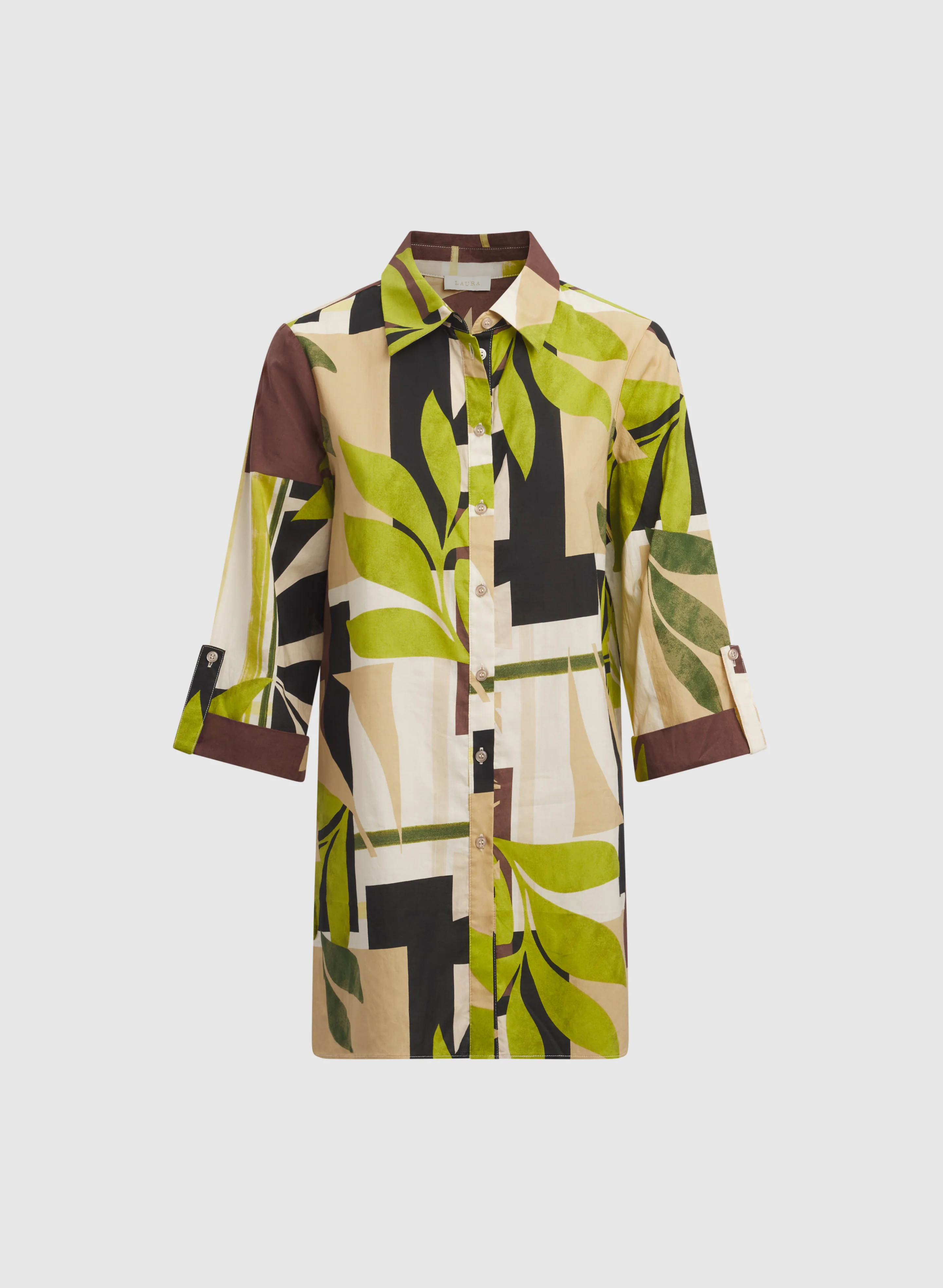 Leaf Print Cotton Blouse - Image 5