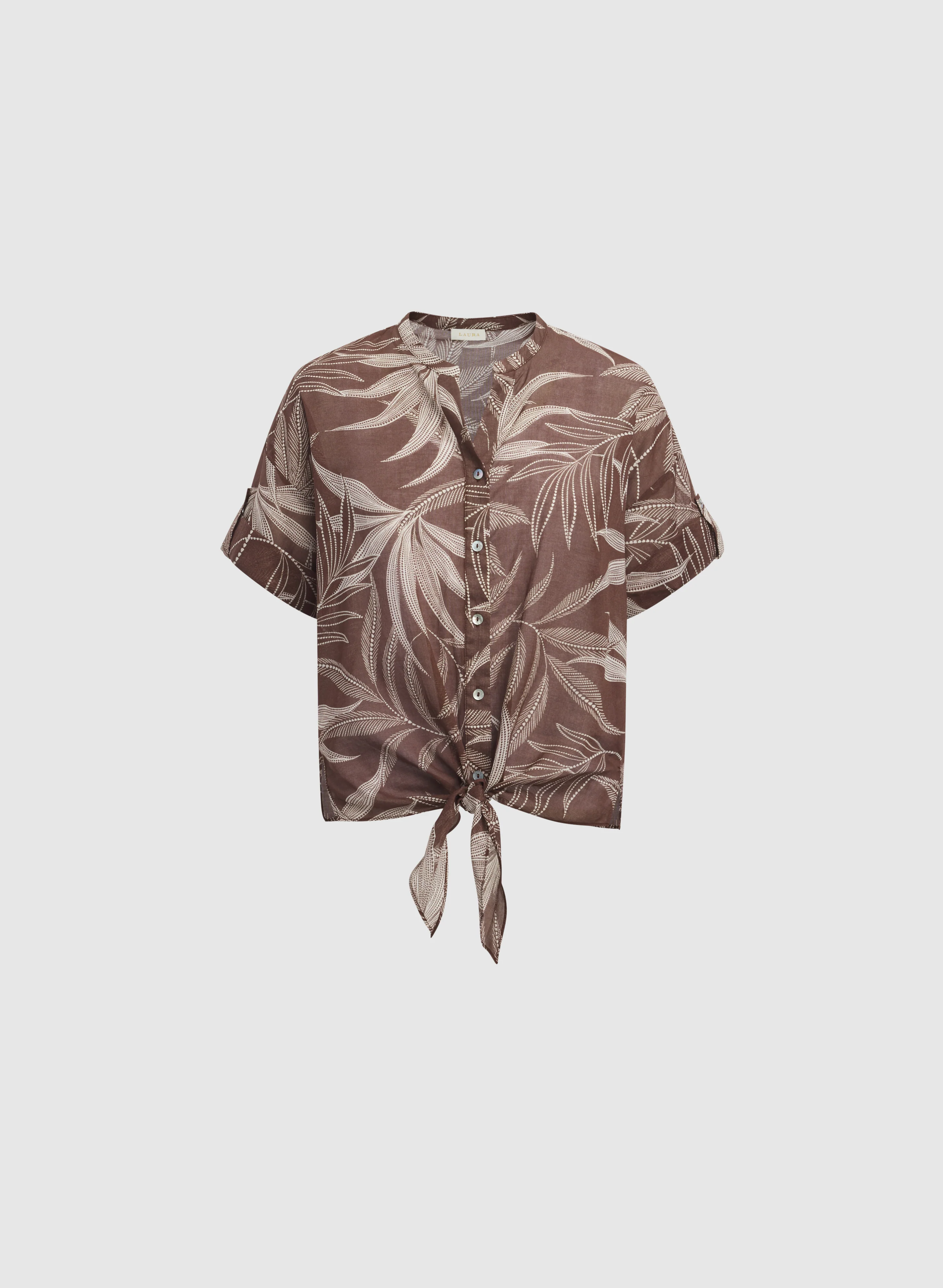 Leaf Print Cotton Blouse - Image 6