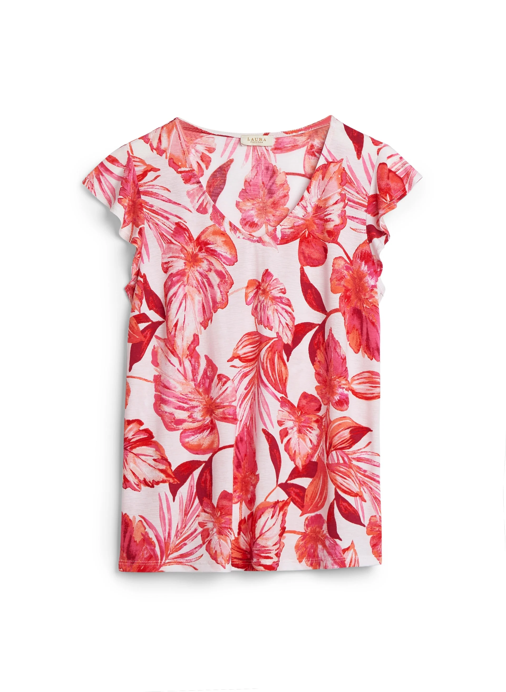 Leaf Print Flutter Sleeve Top - Image 5