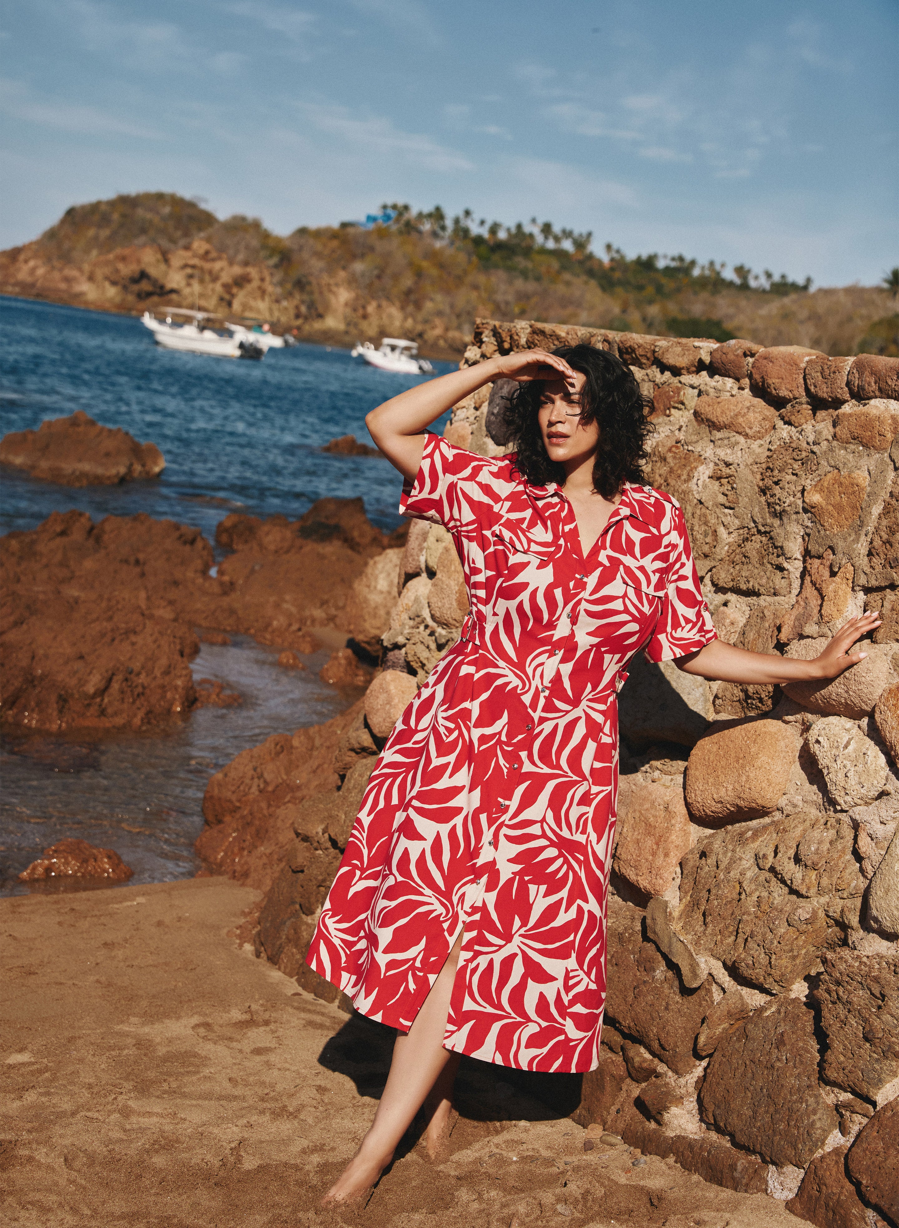 Leaf Print Linen-Blend Dress - Image 2