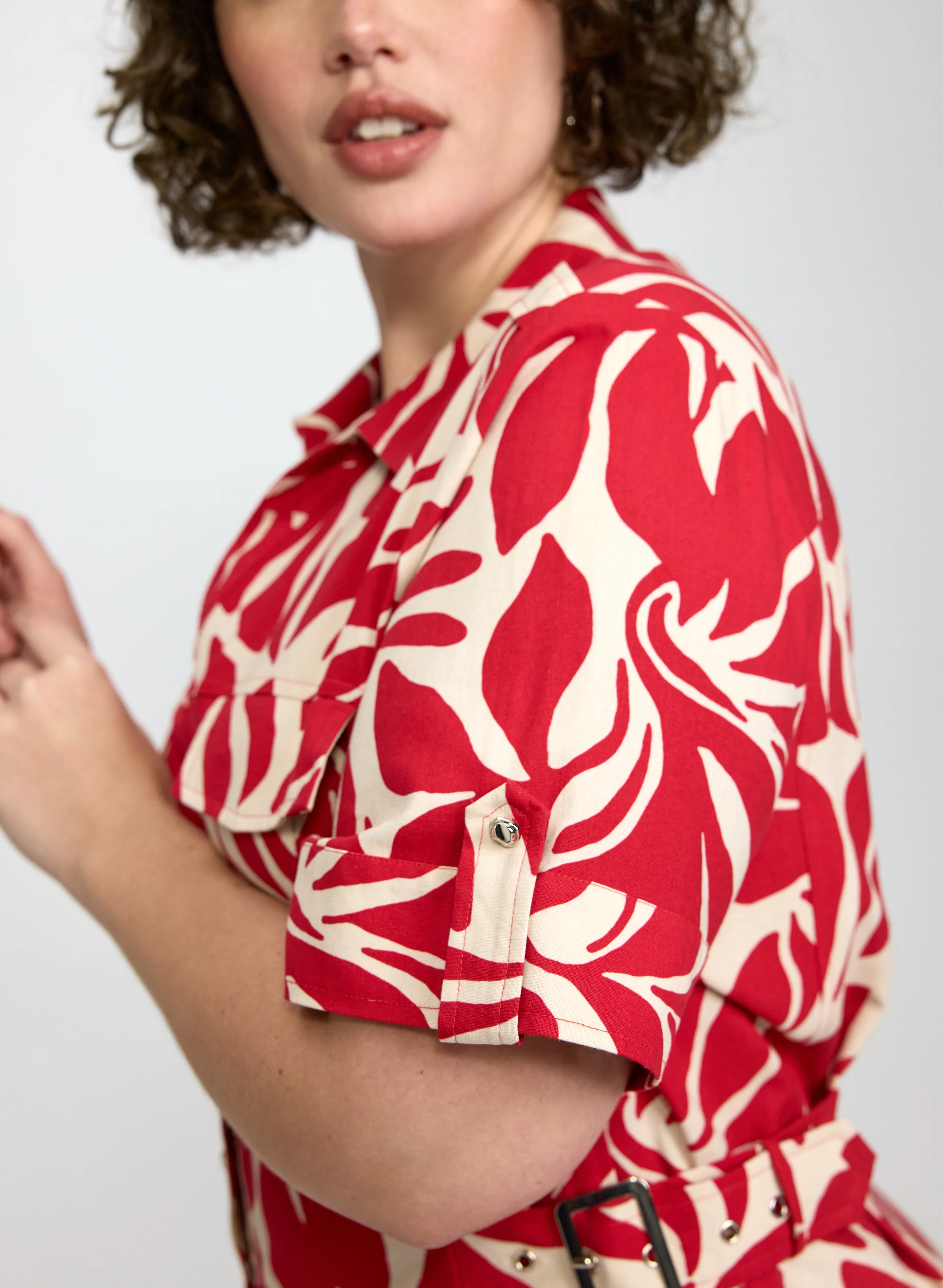 Leaf Print Linen-Blend Dress - Image 4