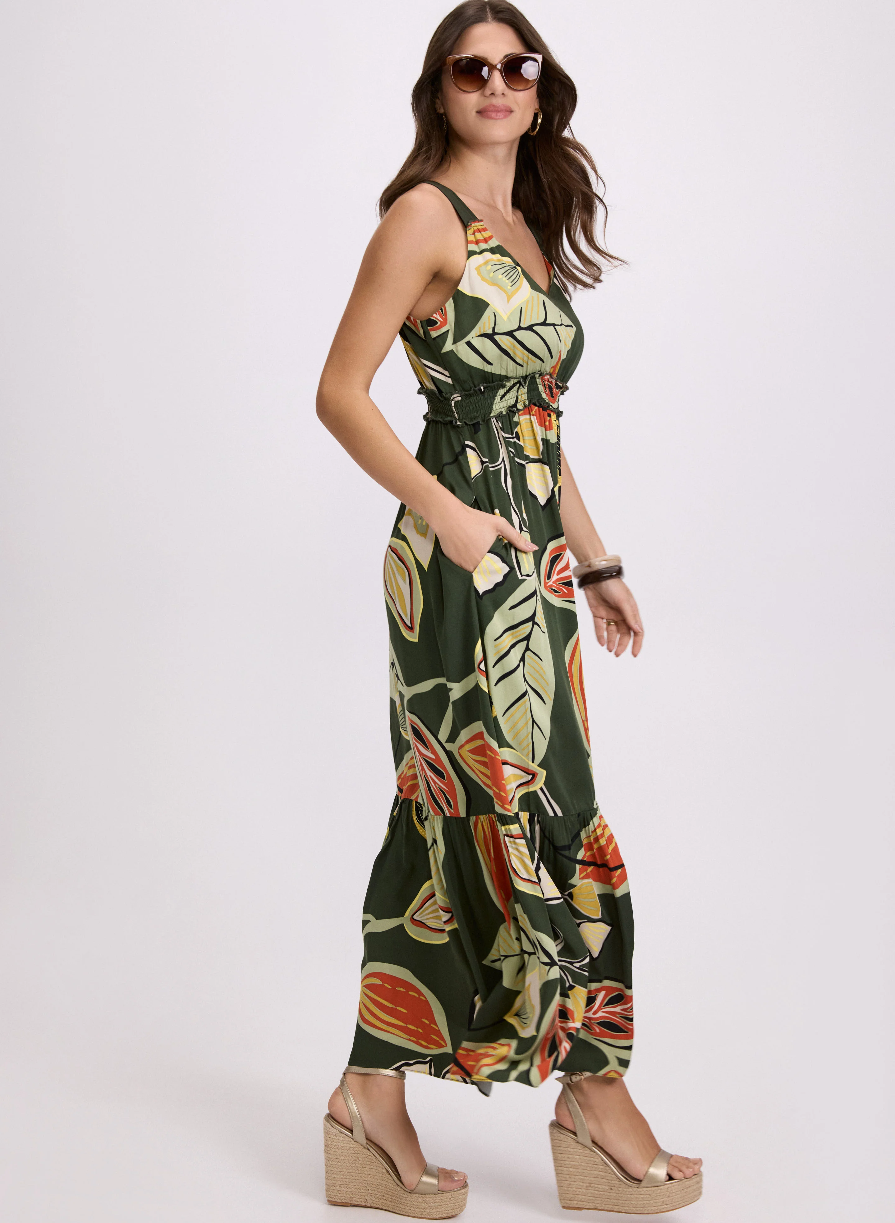 Leaf Print Maxi Dress - Image 2