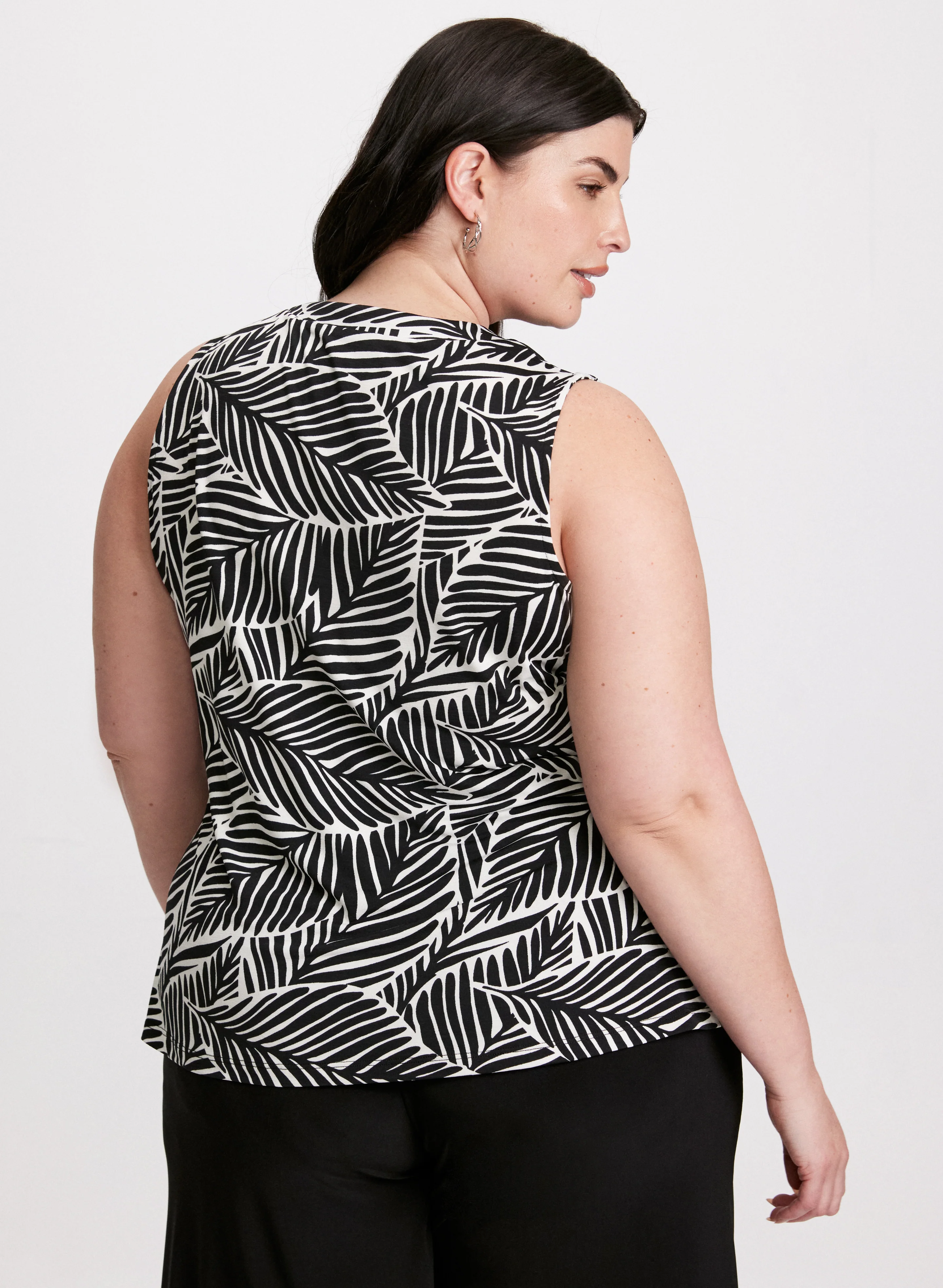 Leaf Print Sleeveless Top - Image 4