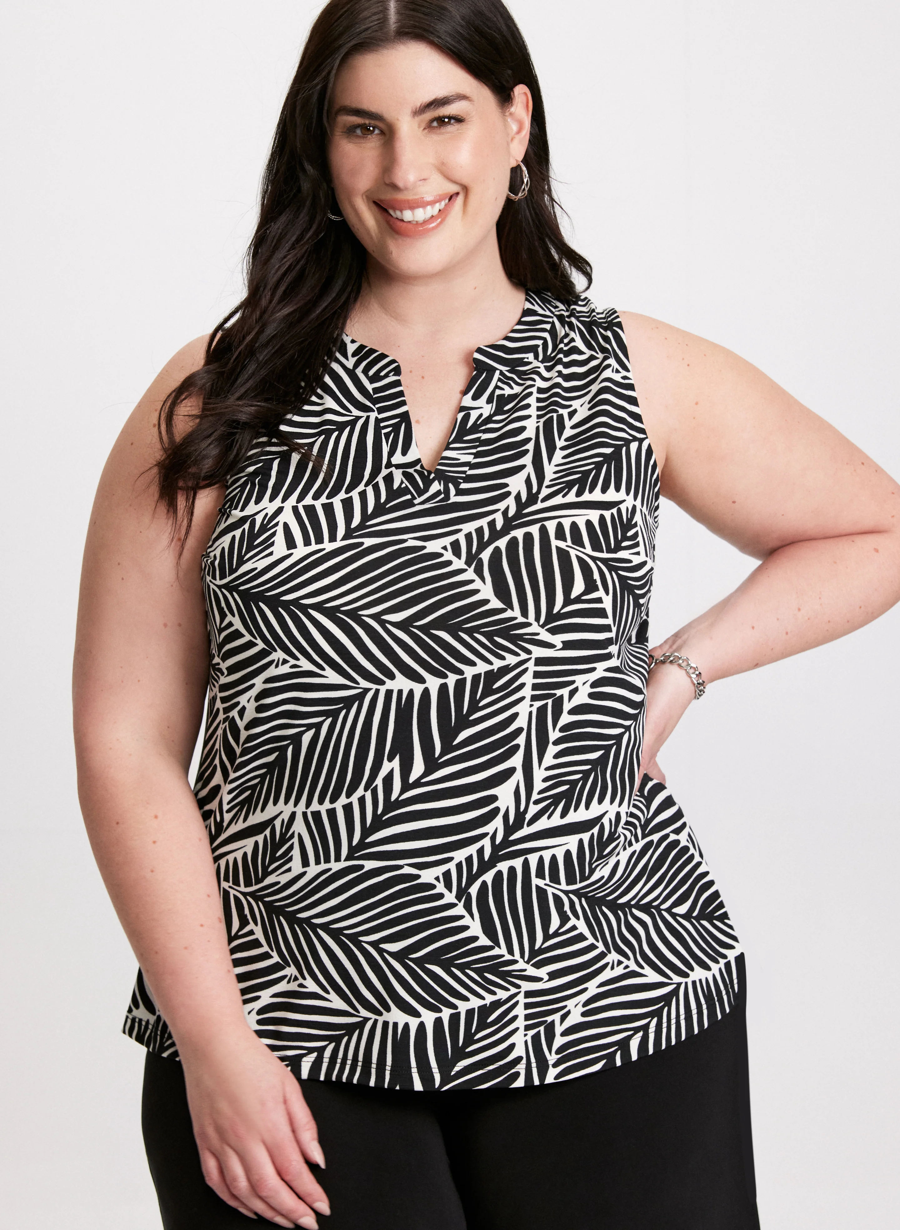 Leaf Print Sleeveless Top - Image 5