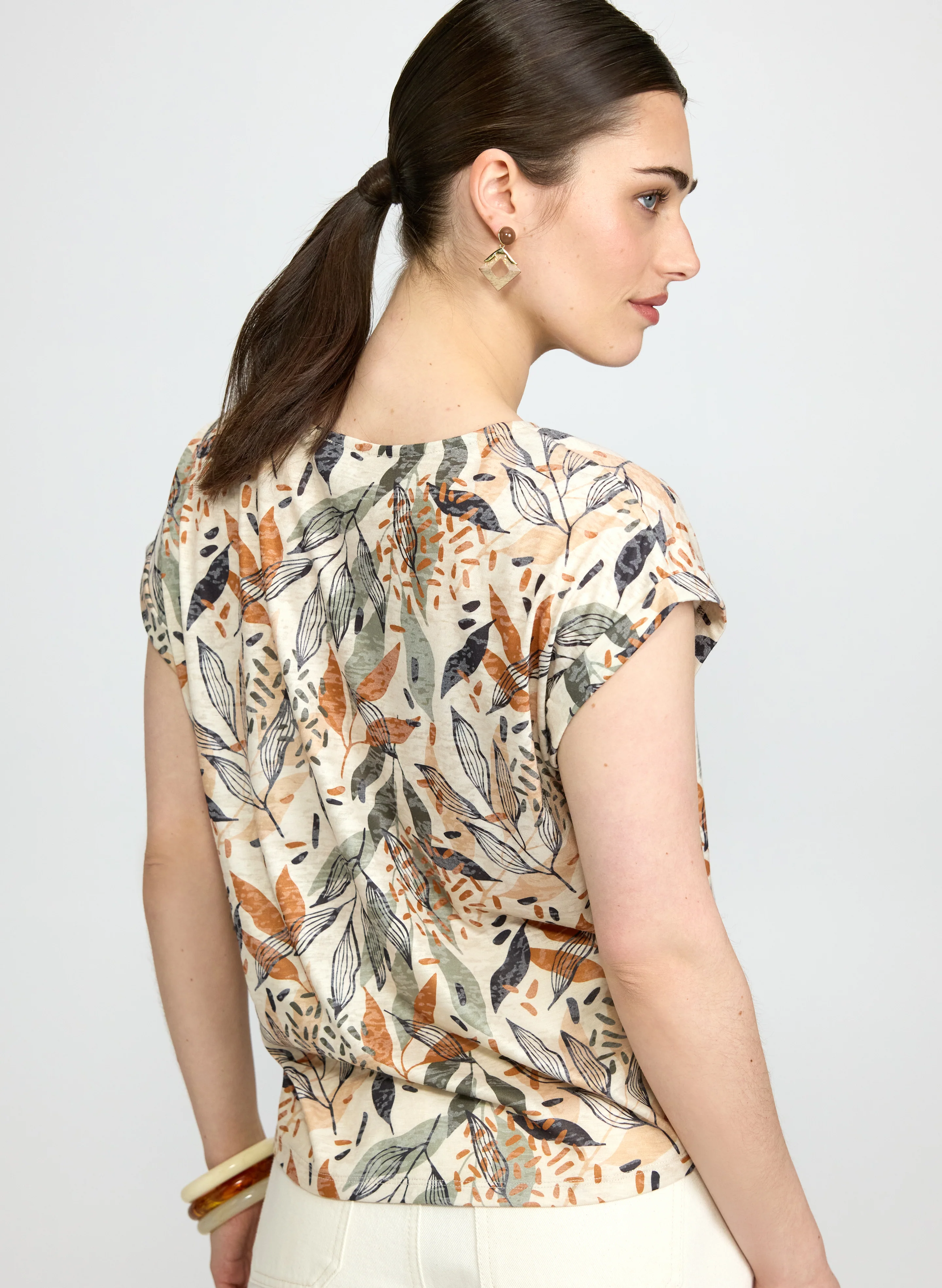 Leaf Print T-Shirt - Image 2