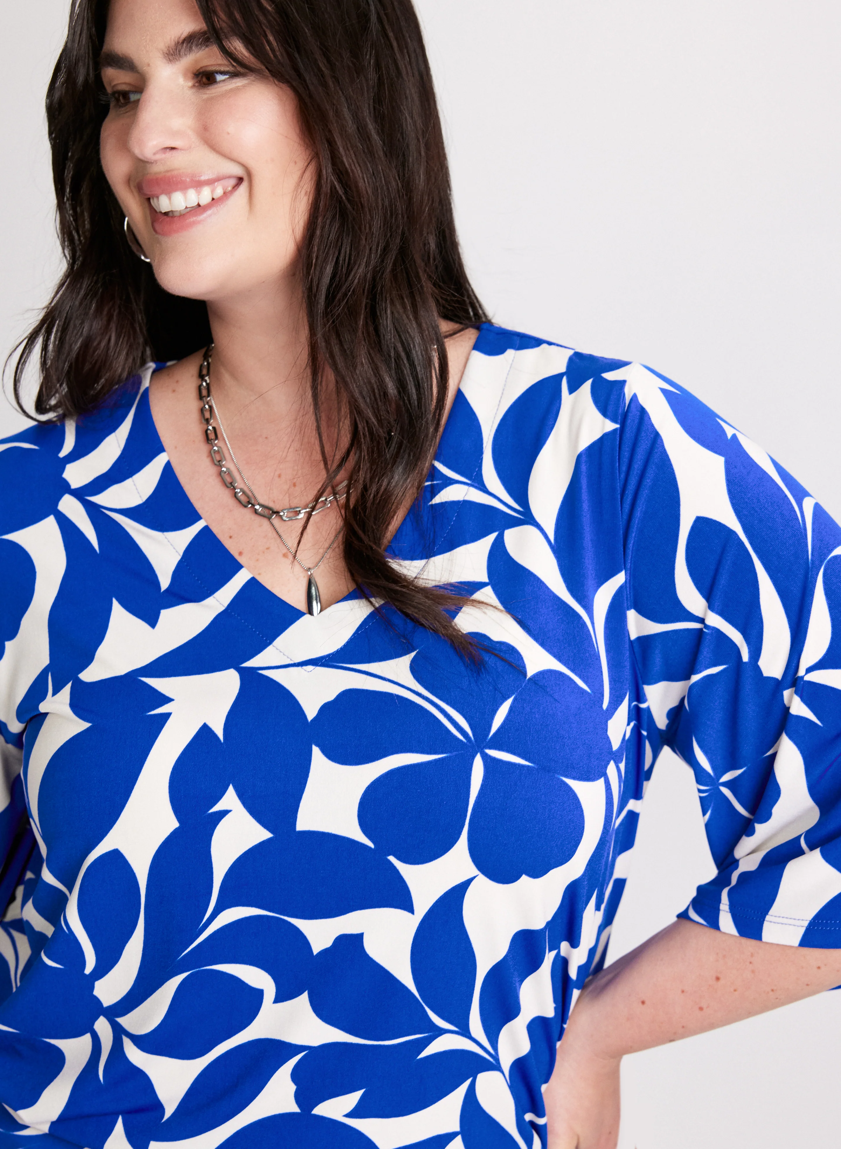 Leaf Print V-Neck Top - Image 2