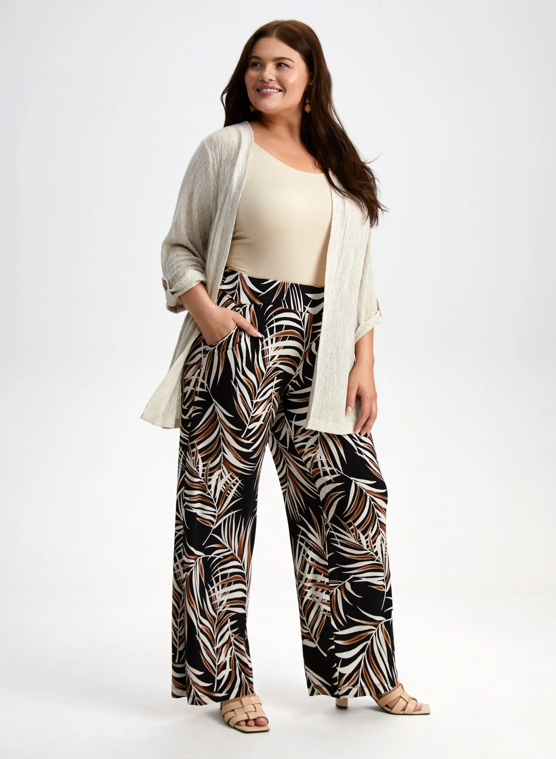 Leaf Print Wide Leg Pants - Image 5