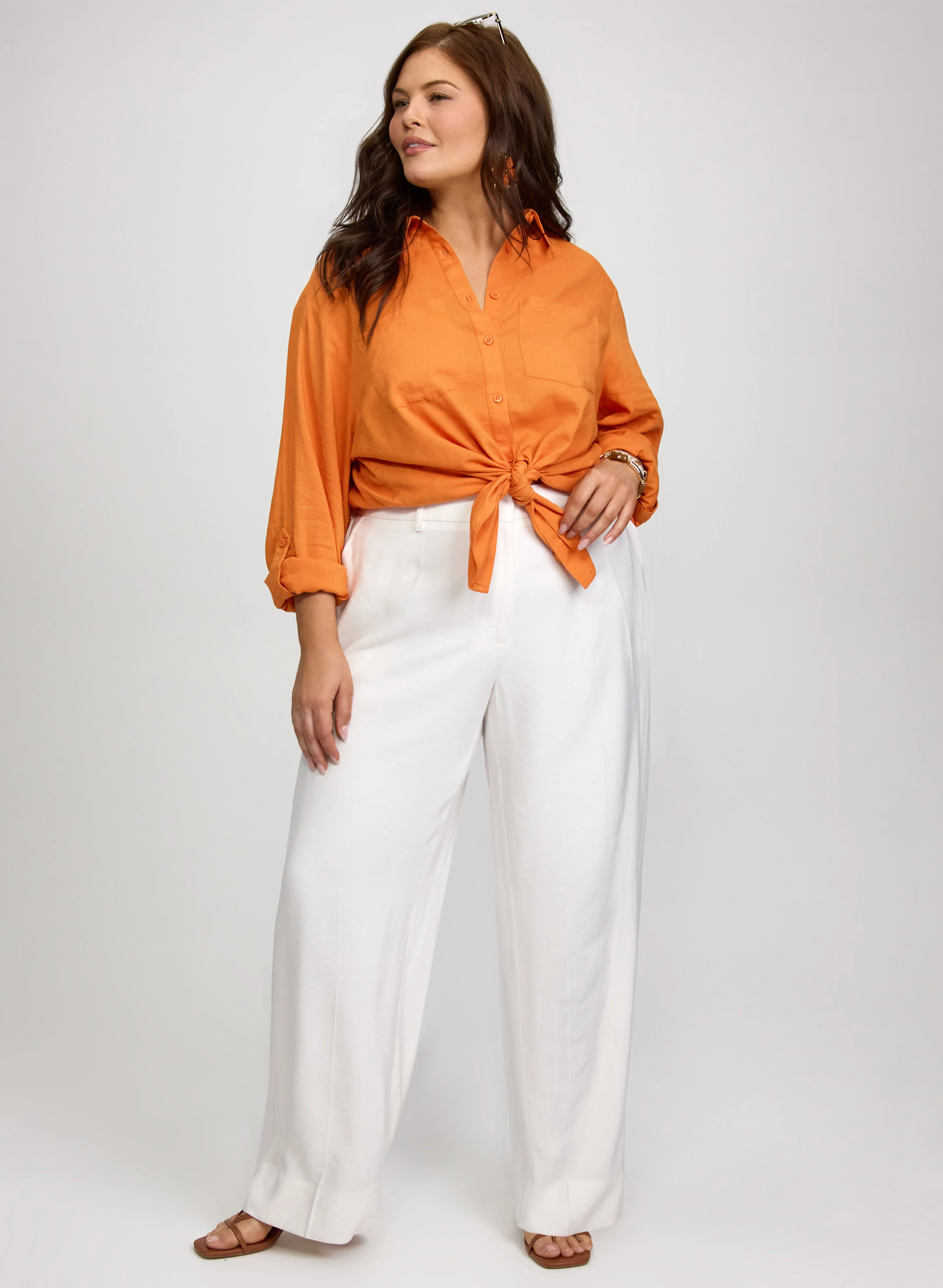Linen-Blend Button-Down Blouse - Image 3