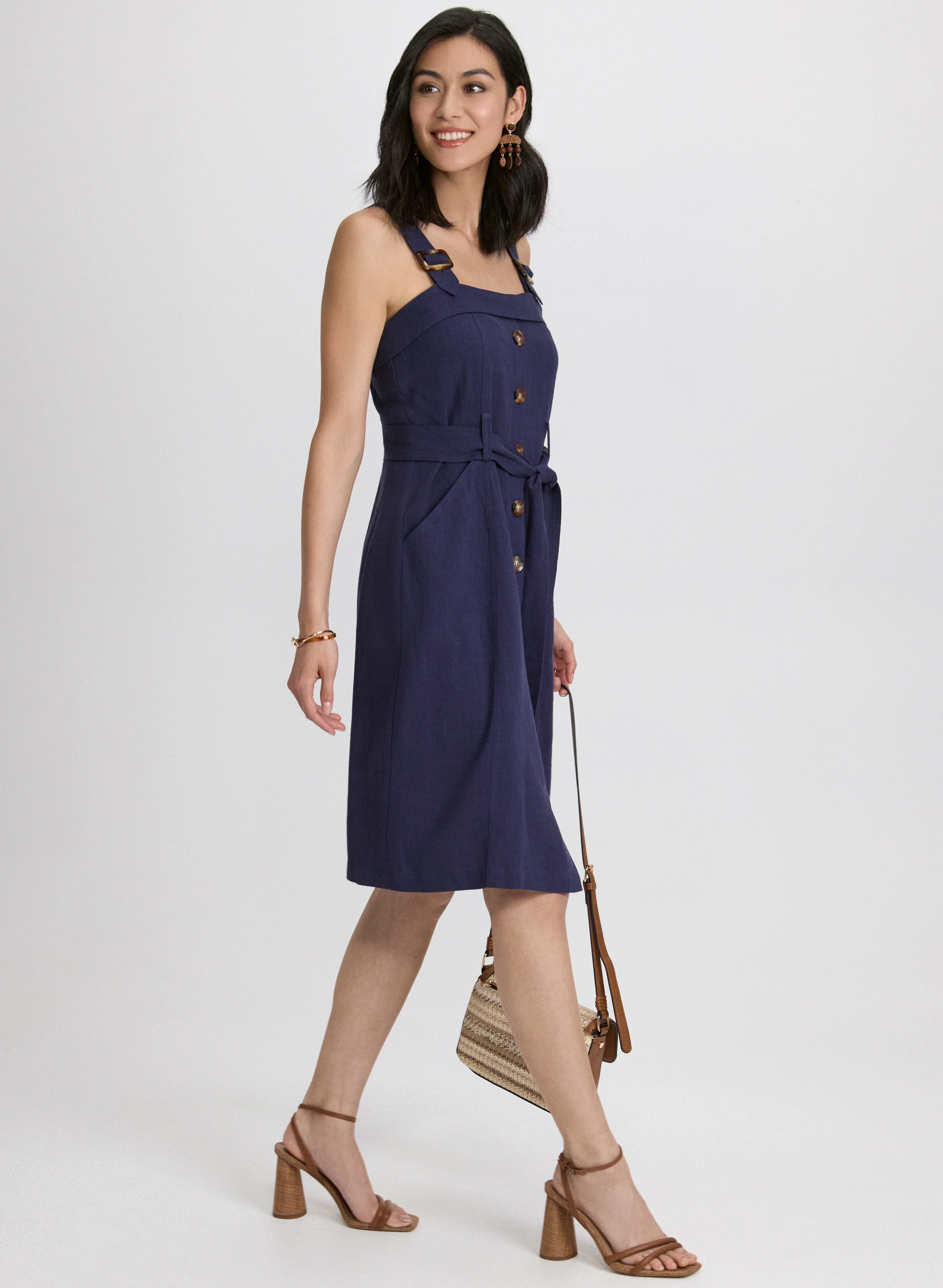 Linen-Blend Button-Down Dress - Image 2