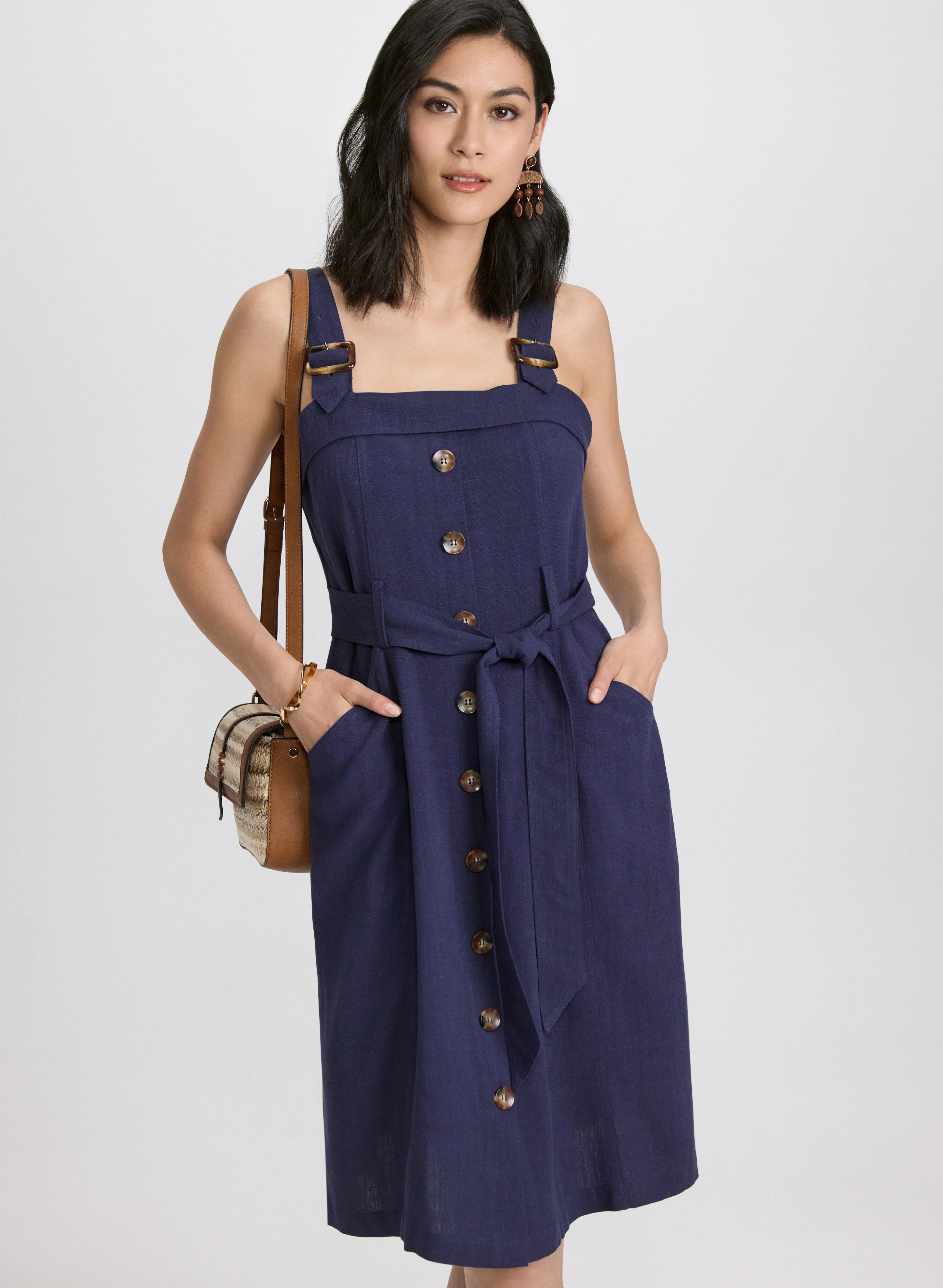 Linen-Blend Button-Down Dress - Image 4