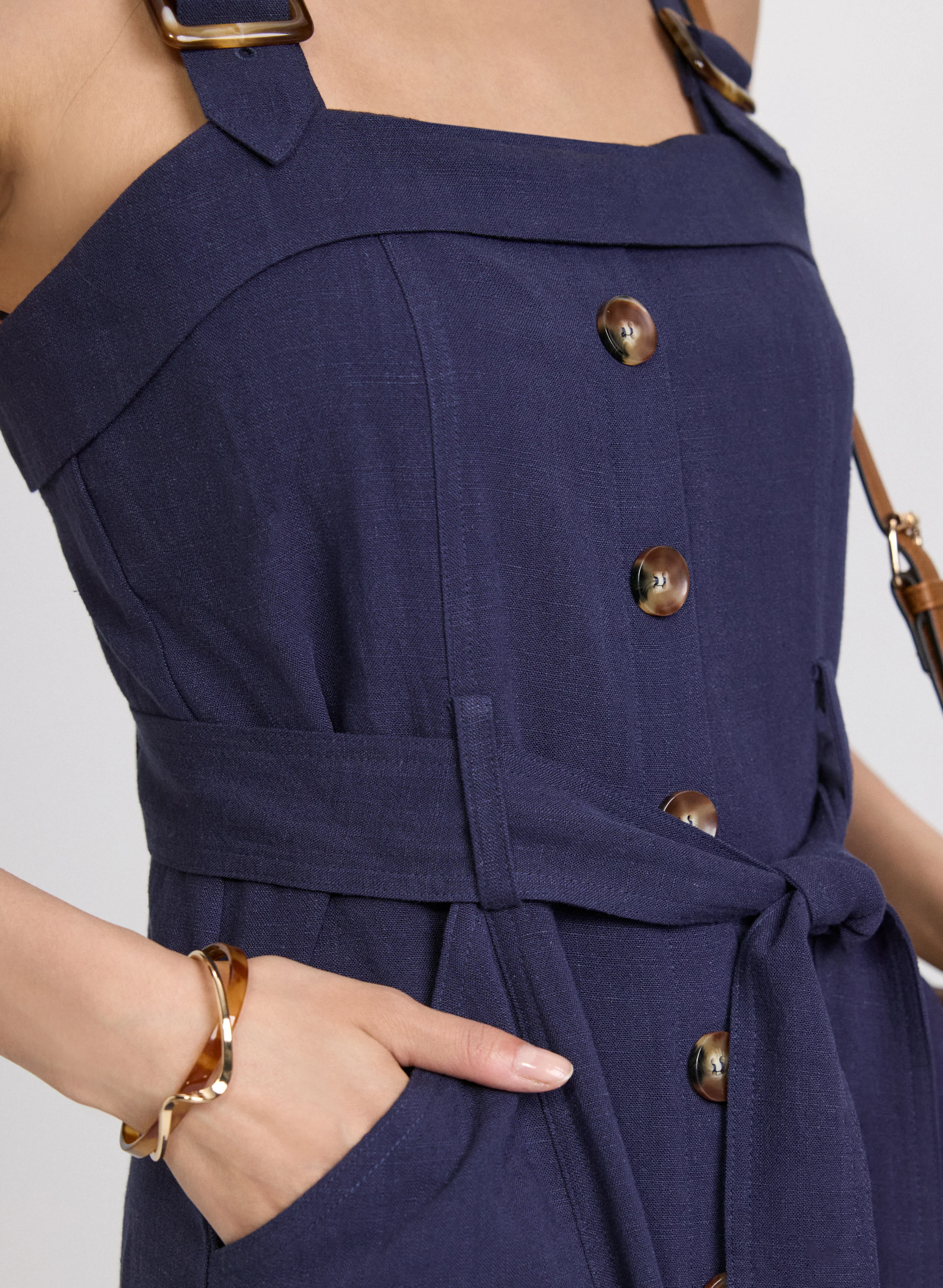 Linen-Blend Button-Down Dress - Image 5