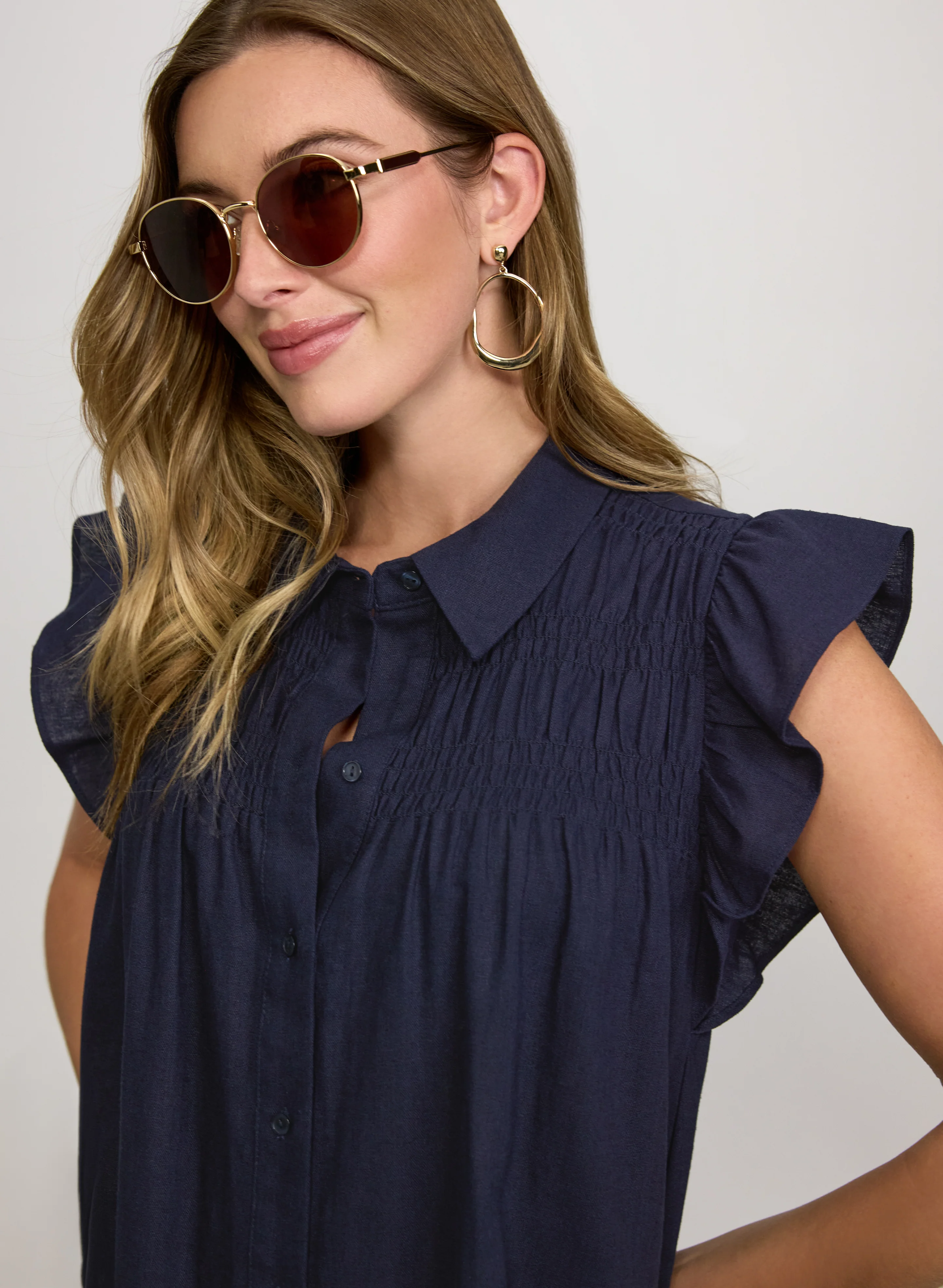Linen-Blend Button-Down Dress - Image 5